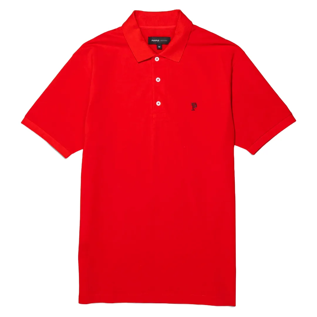 PURPLE BRAND PIQUE KNIT POLO SHIRT RED
