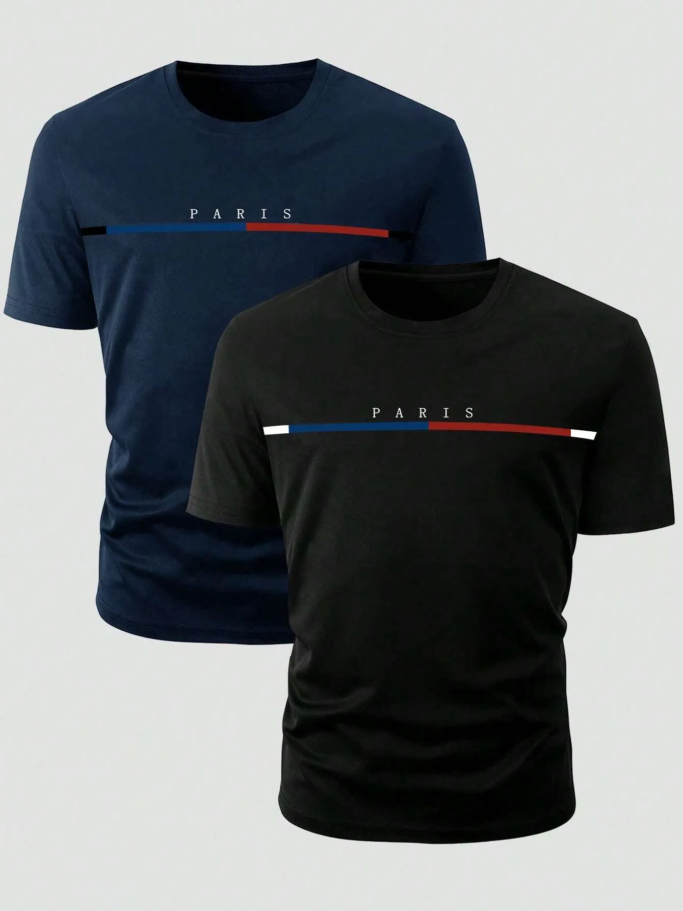 QA Homme Men's Letter Printed Round Neck Short Sleeve T-Shirt