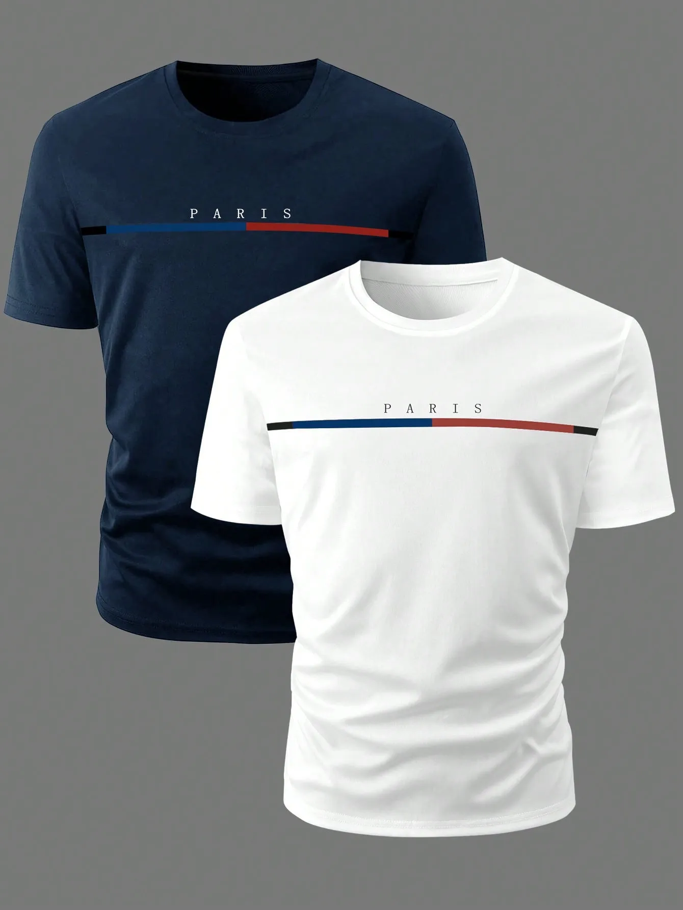 QA Homme Men's Letter Printed Round Neck Short Sleeve T-Shirt