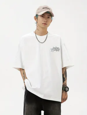 QA Men's Simple Printed Round Neck Short Sleeve T-Shirt