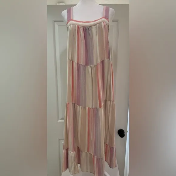 RAILS Amaya Sleeveless Tiered Midi Dress in Juliette Stripe