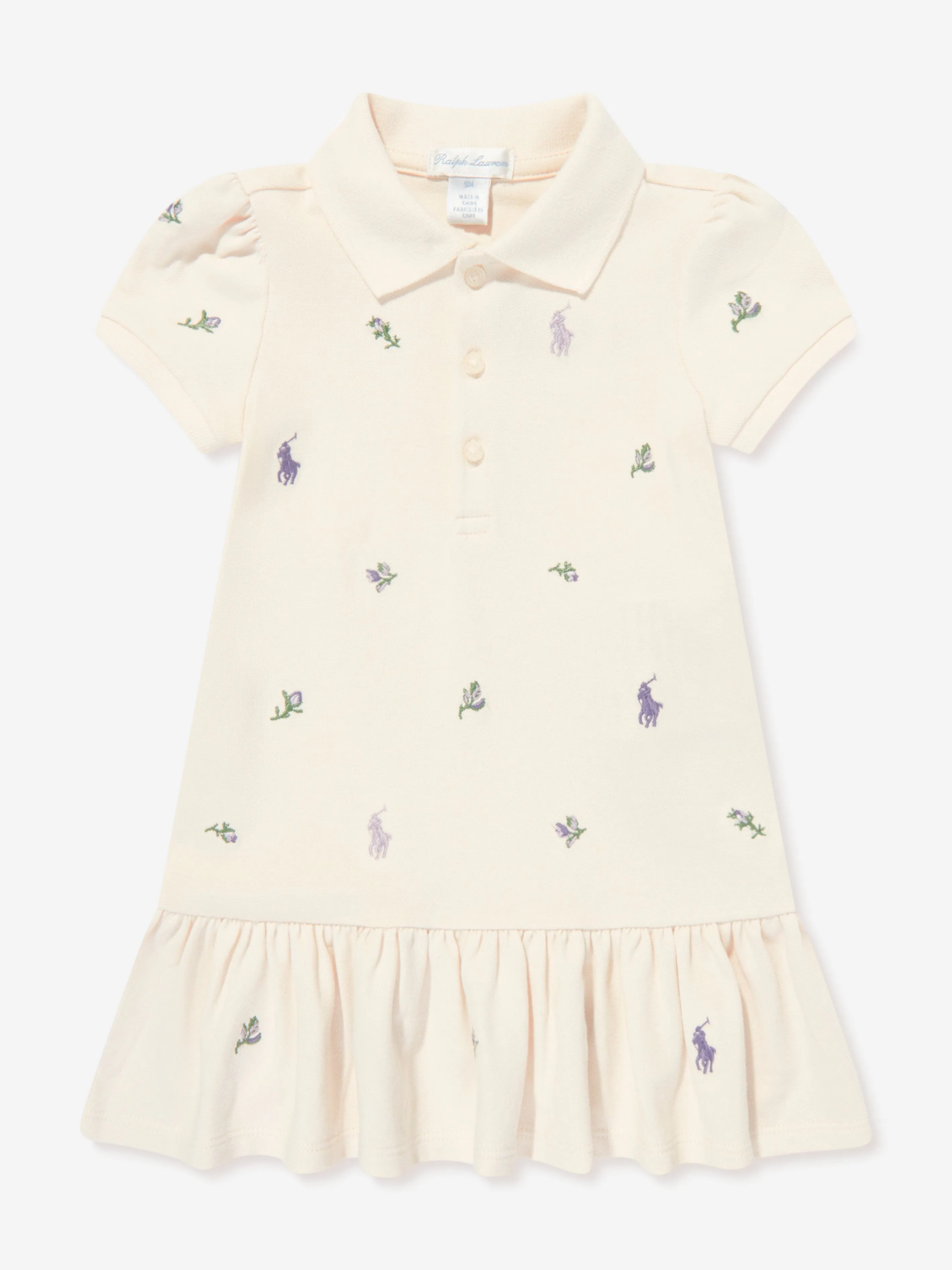 Ralph Lauren Baby Girls Polo Dress in Ivory