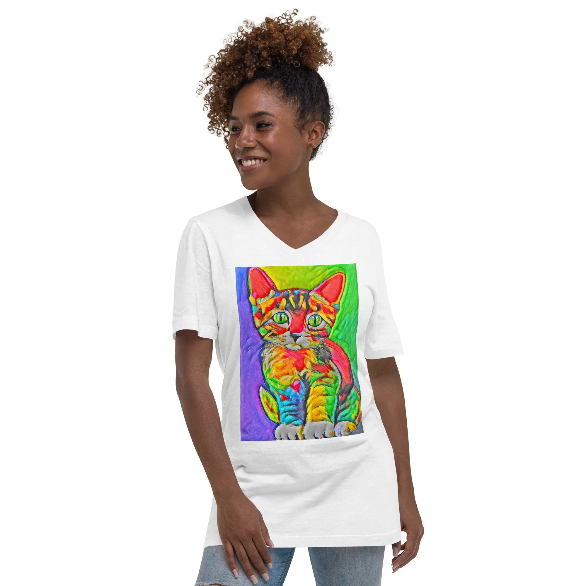 Rave Kitty V-Neck Tee