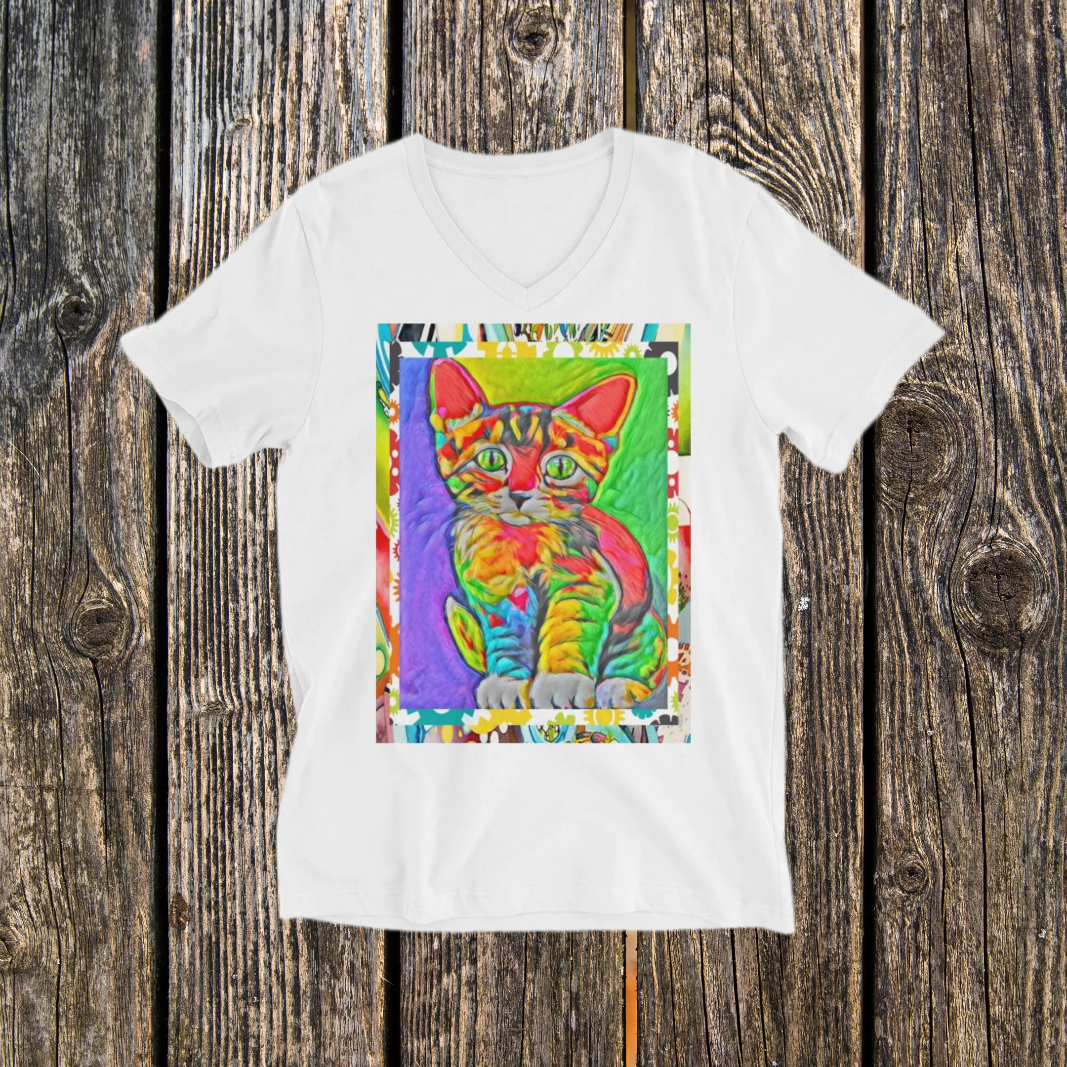 Rave Kitty V-Neck Tee