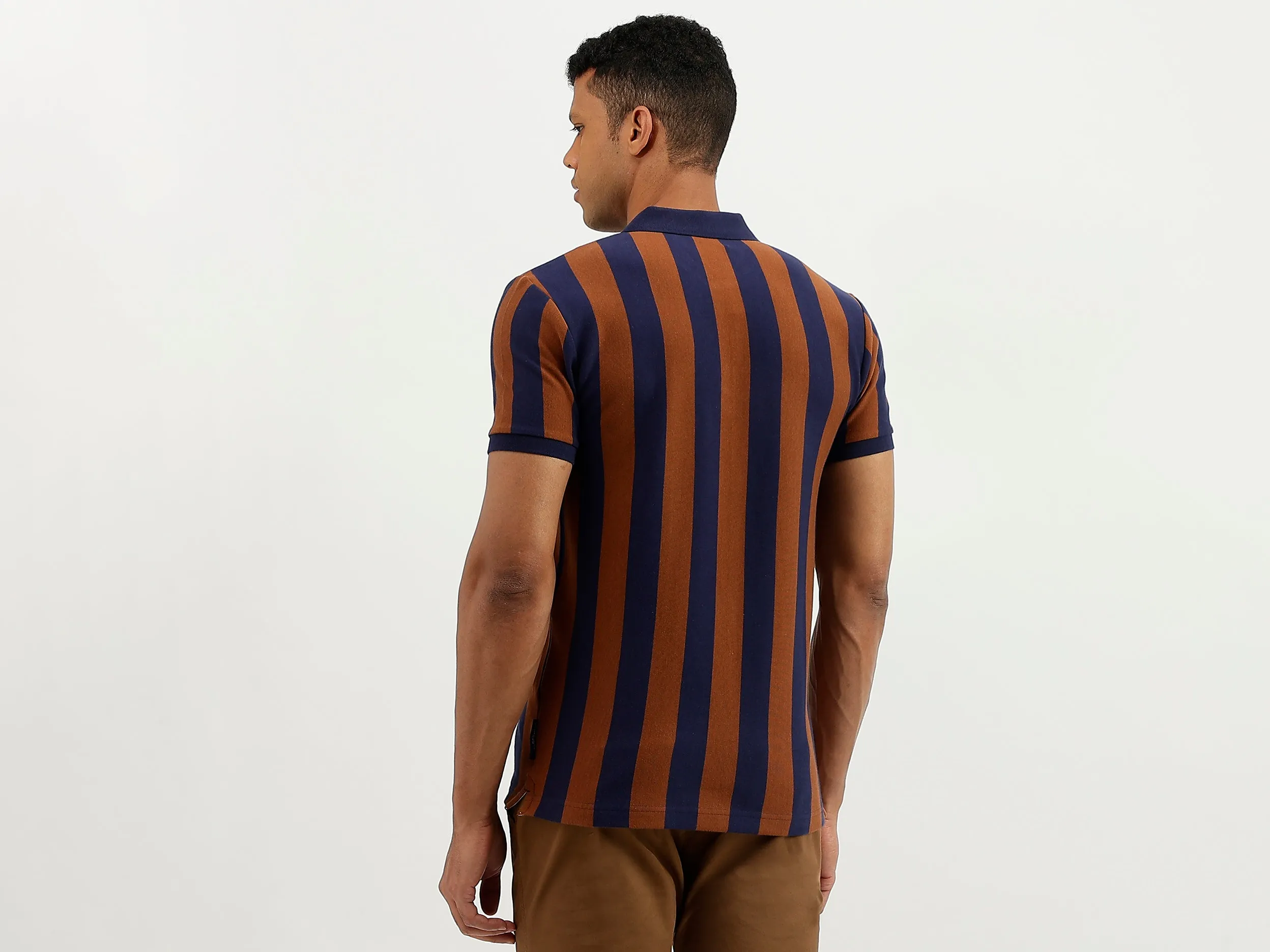 Regular Fit Polo Collar Striped T-Shirt