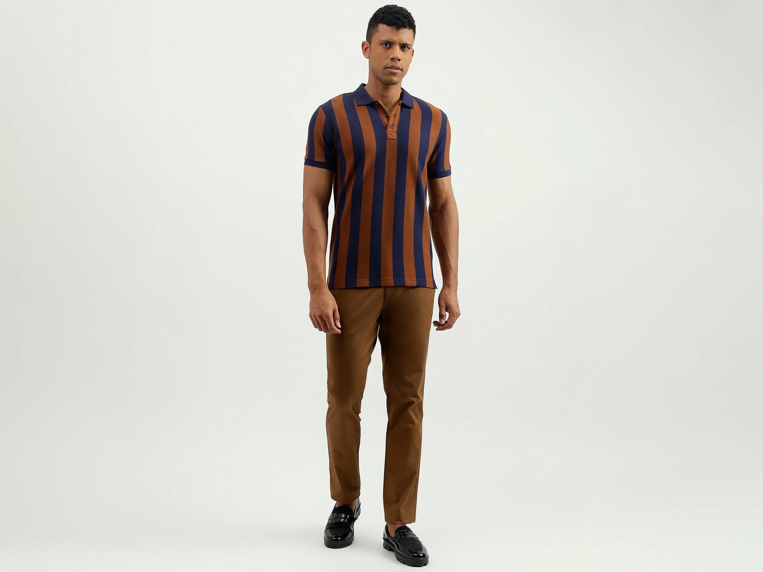 Regular Fit Polo Collar Striped T-Shirt