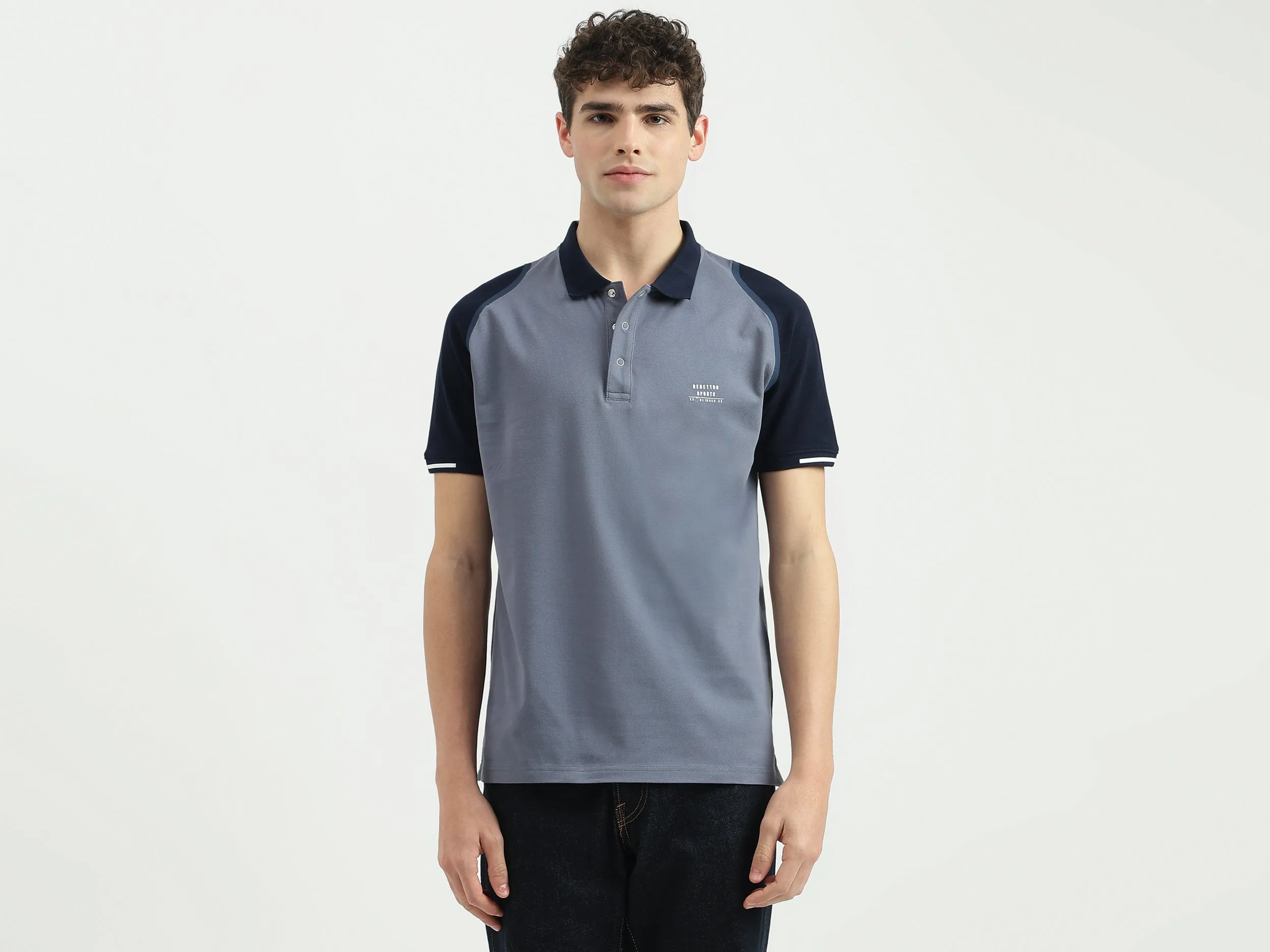 Regular Fit Polo Neck Colorblock T-Shirt