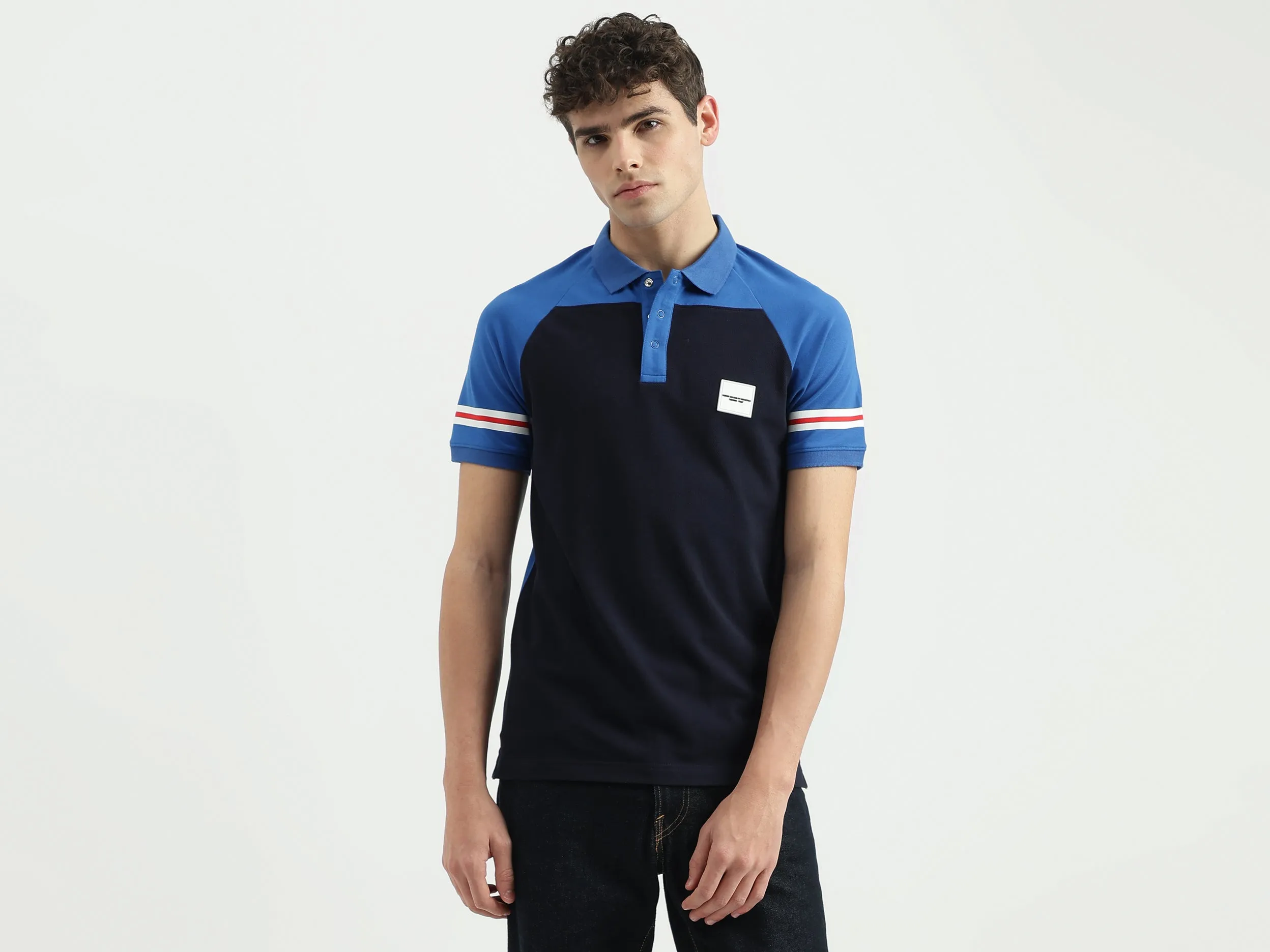 Regular Fit Polo Neck Colorblock T-Shirt