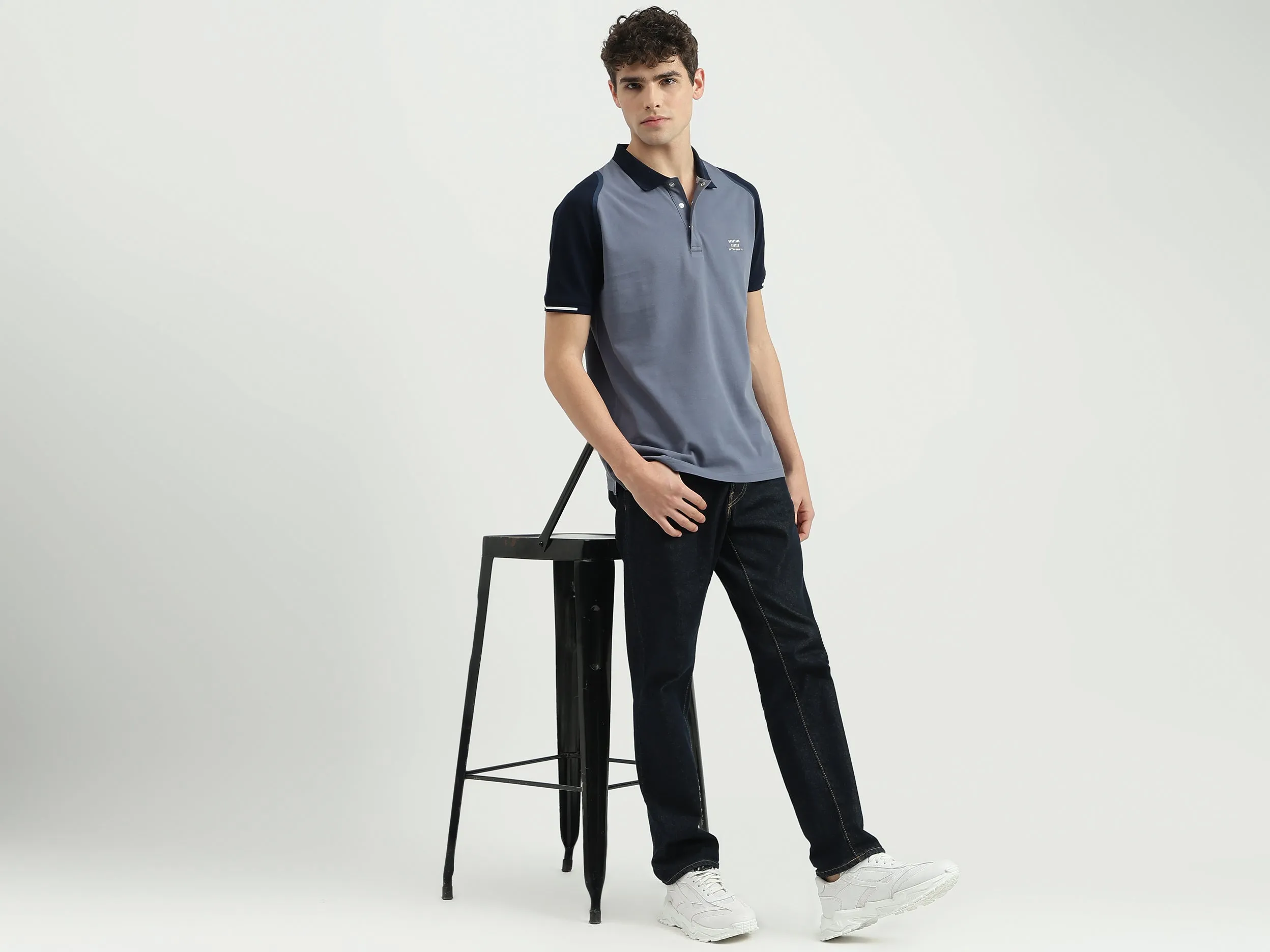 Regular Fit Polo Neck Colorblock T-Shirt