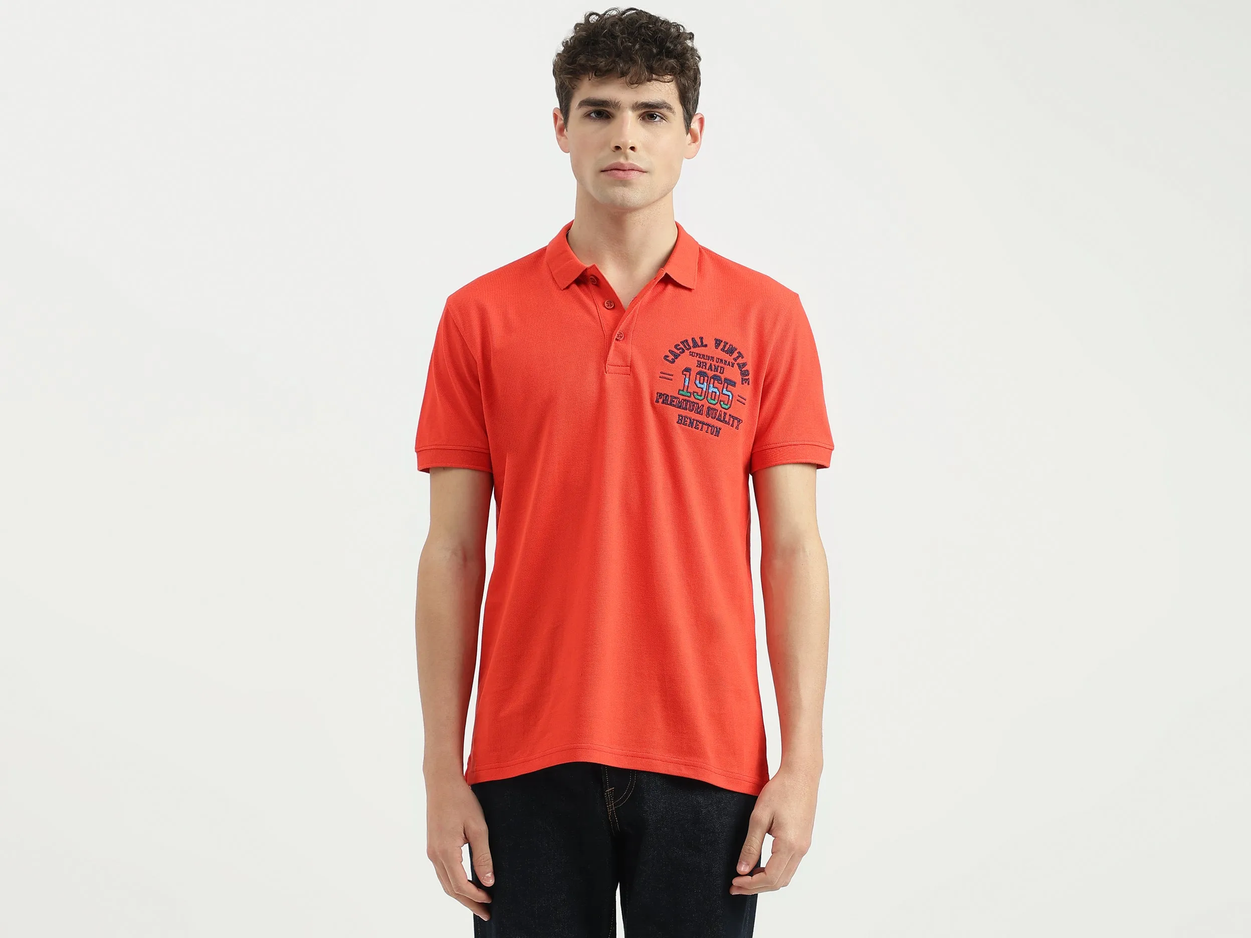 Regular Fit Polo Neck Embroidered T-Shirt