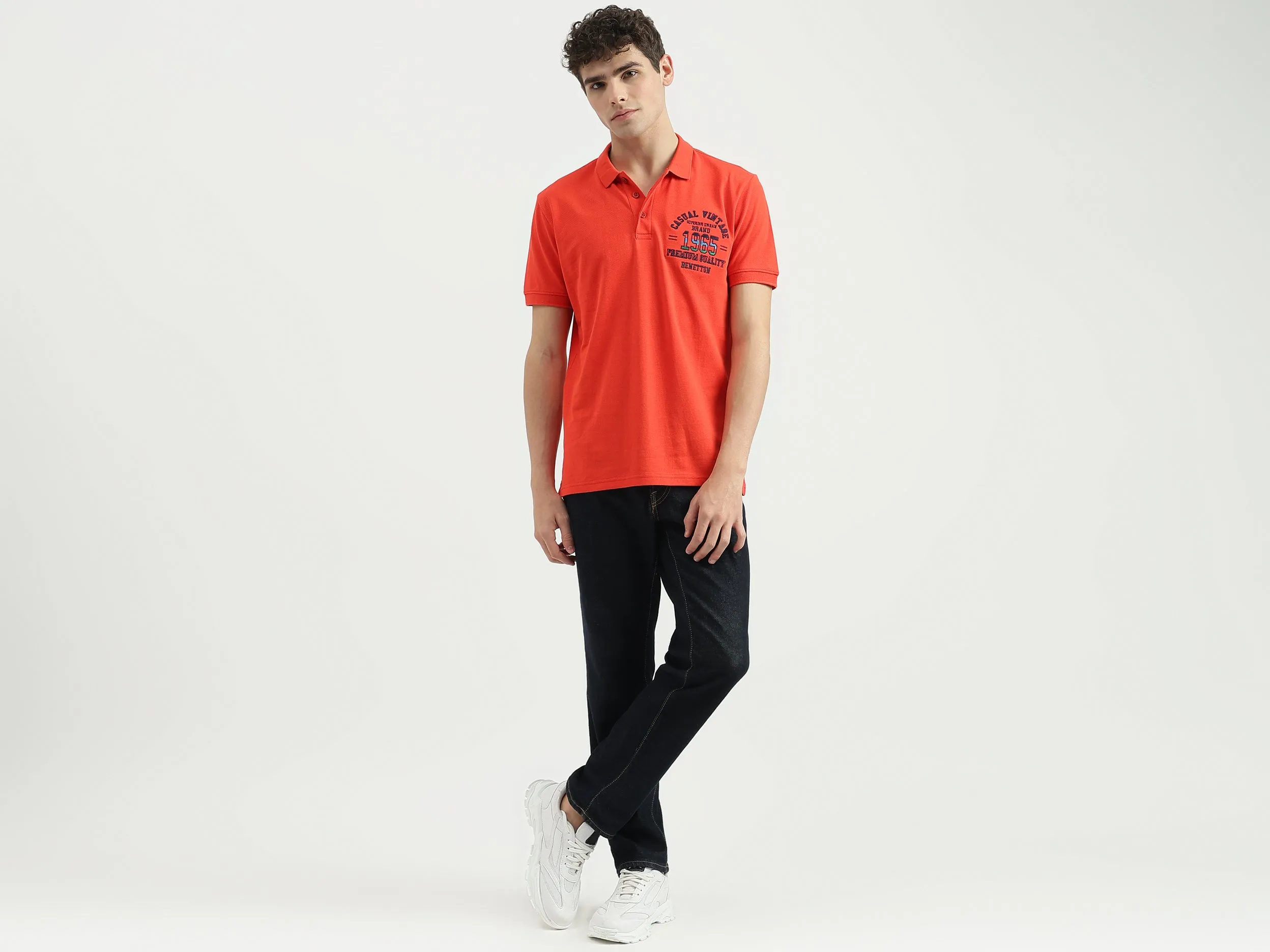 Regular Fit Polo Neck Embroidered T-Shirt