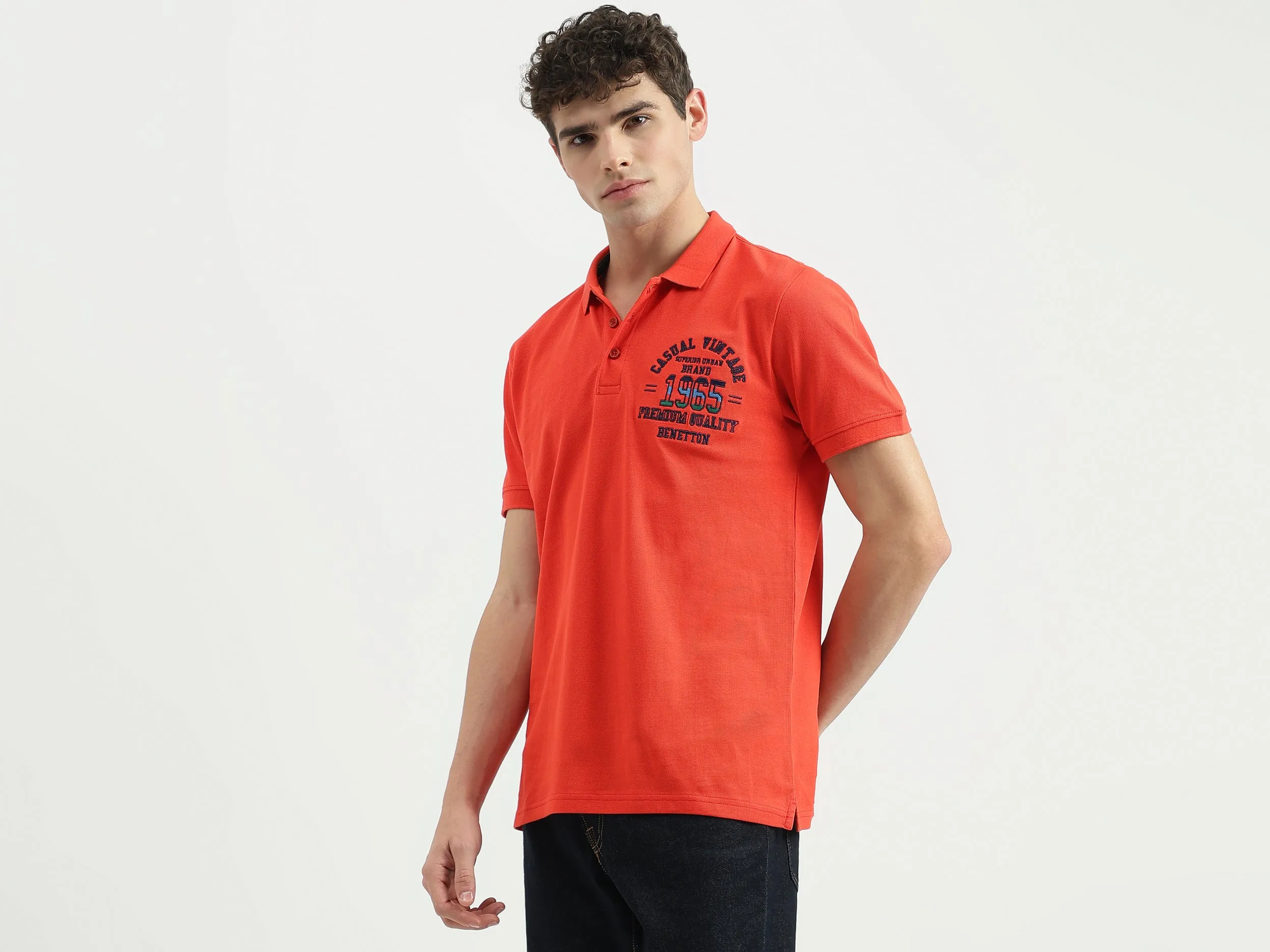 Regular Fit Polo Neck Embroidered T-Shirt
