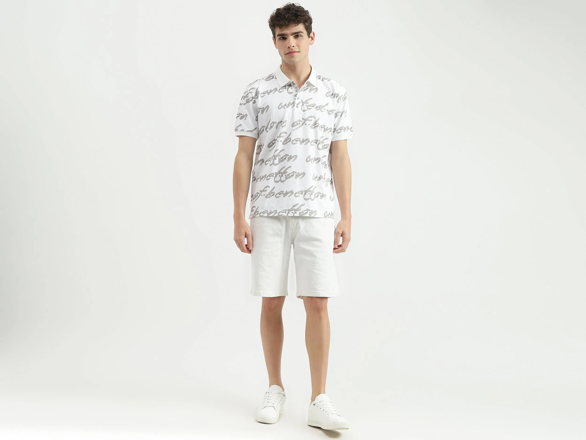 Regular Fit Polo Neck Printed T-Shirt