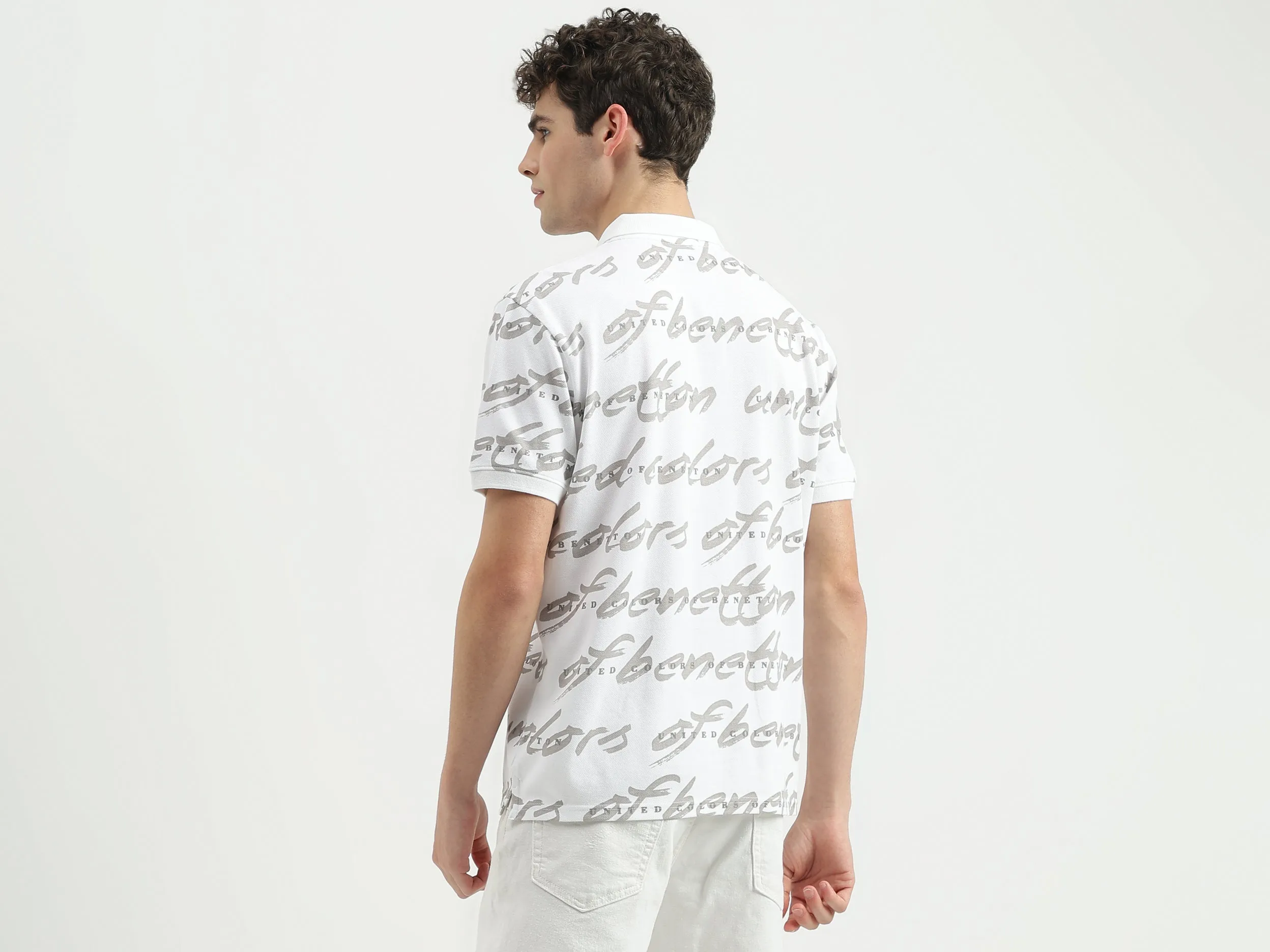 Regular Fit Polo Neck Printed T-Shirt