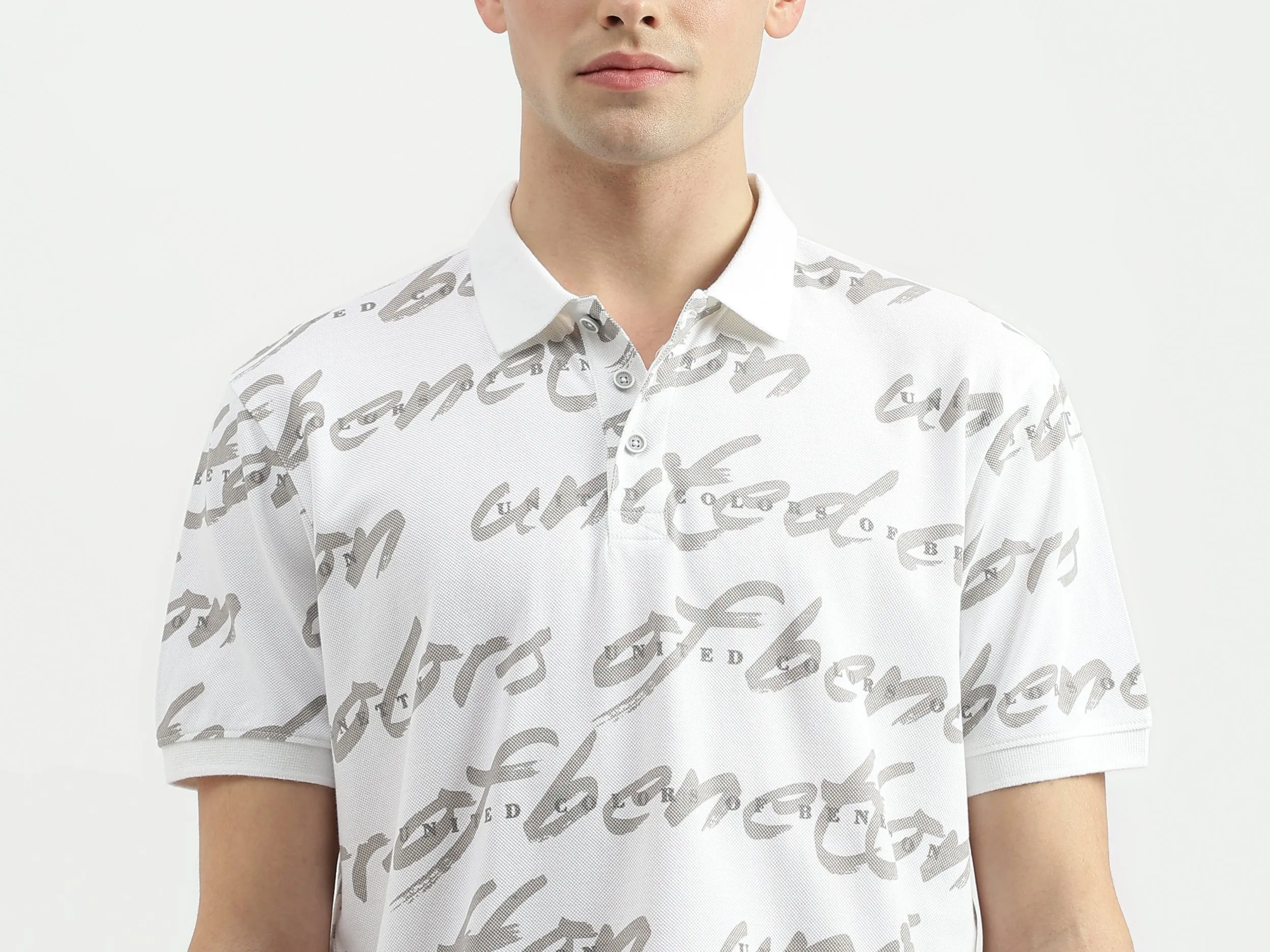Regular Fit Polo Neck Printed T-Shirt