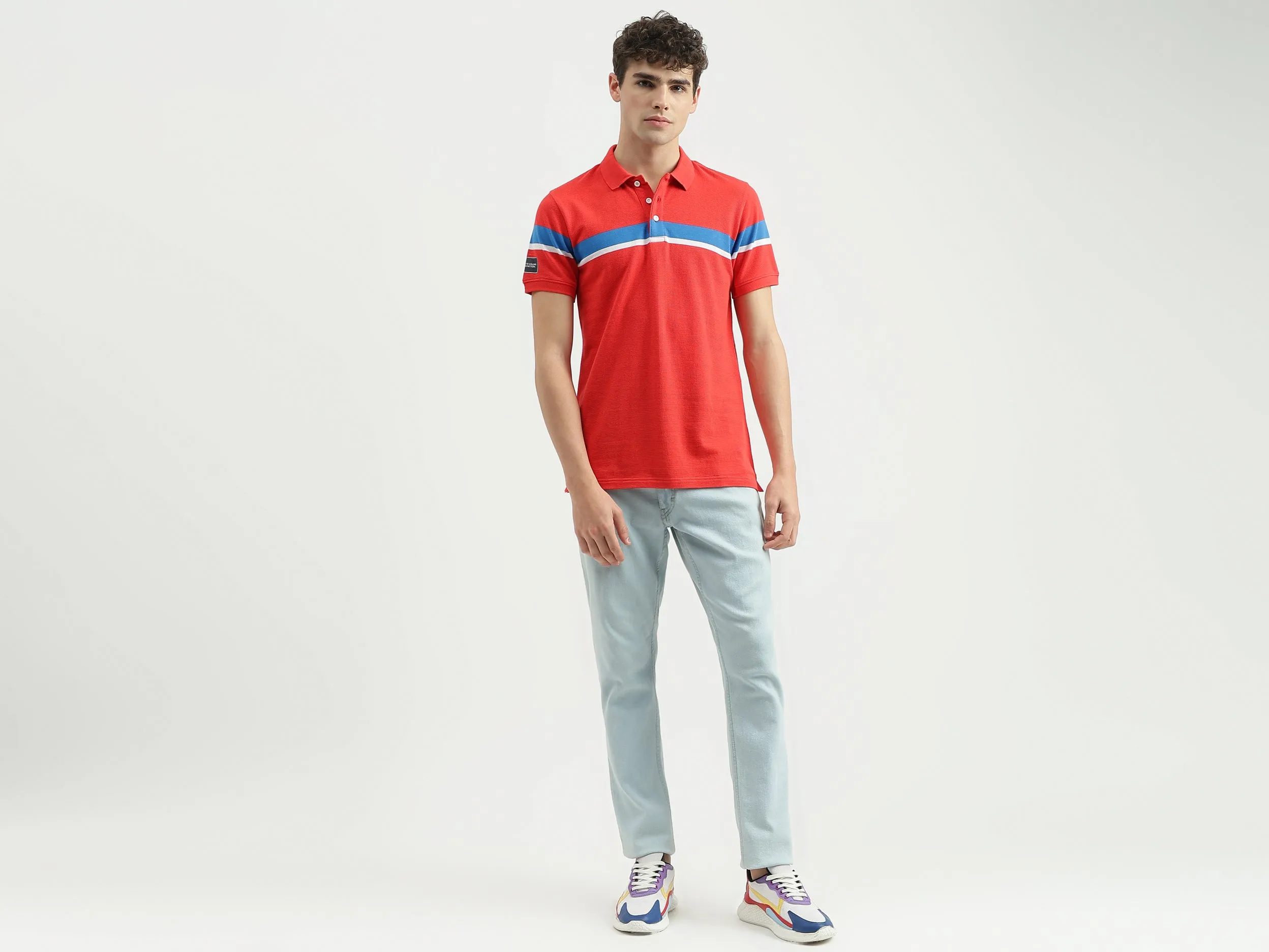 Regular Fit Polo Neck Striped T-Shirt