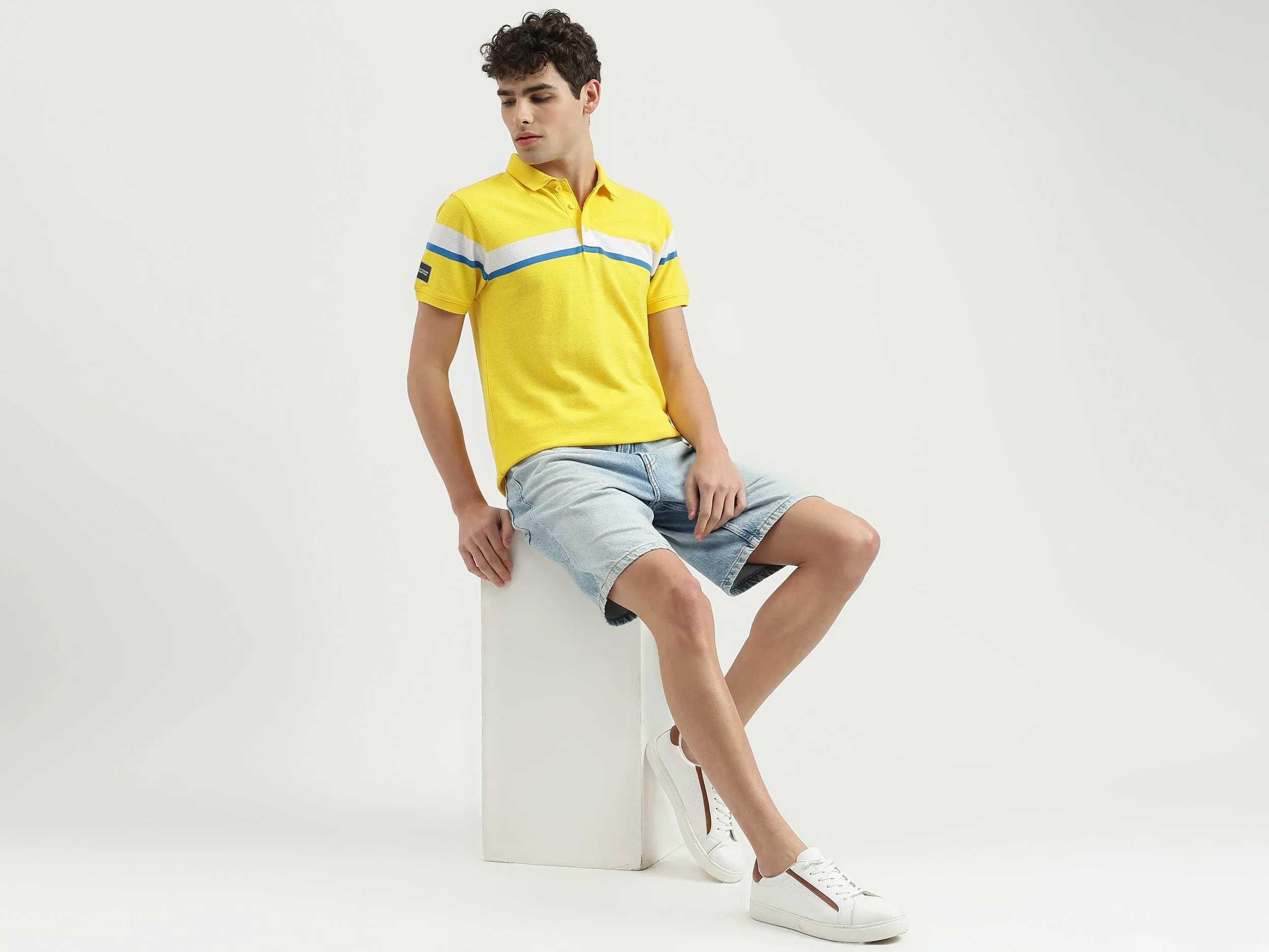 Regular Fit Polo Neck Striped T-Shirt