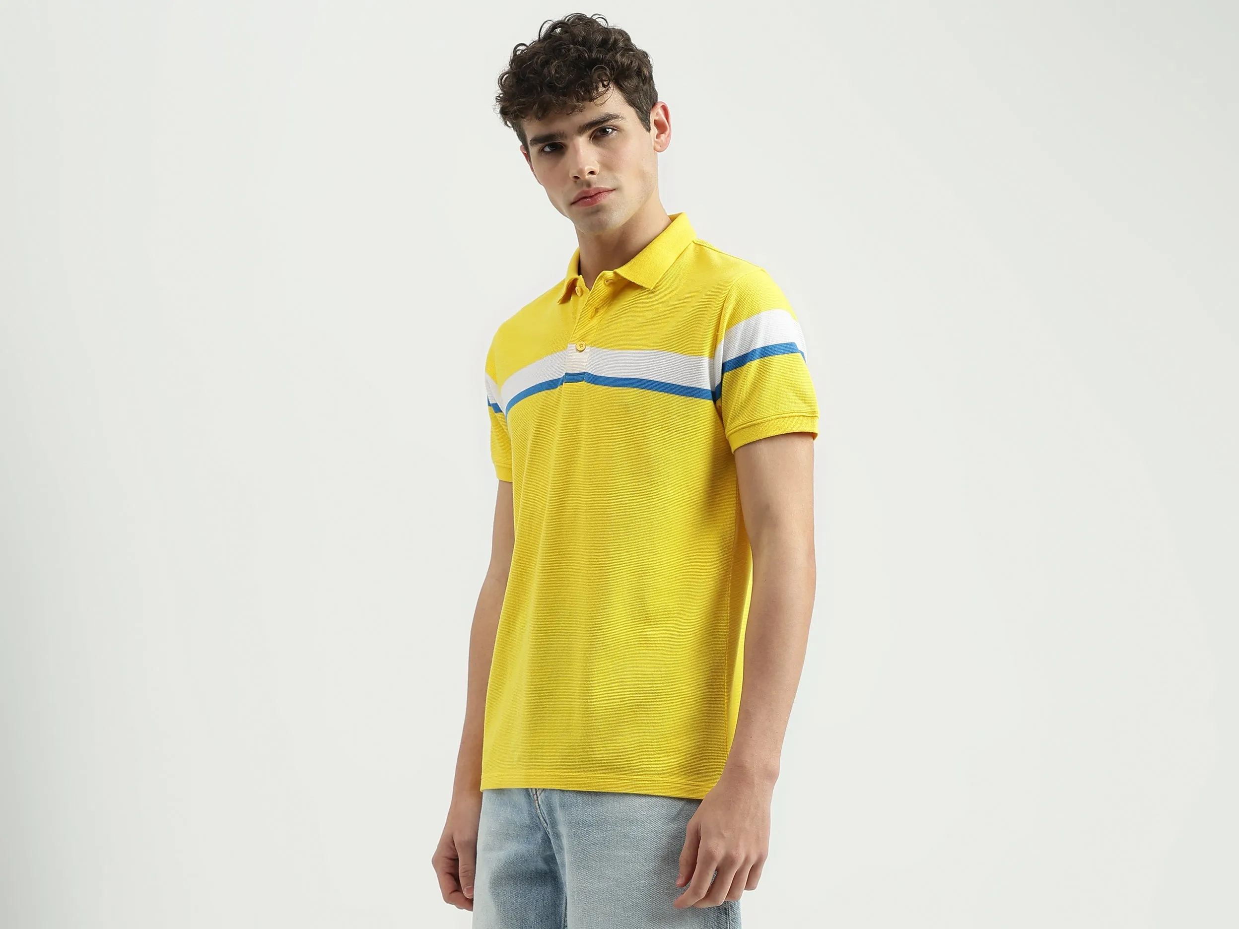 Regular Fit Polo Neck Striped T-Shirt
