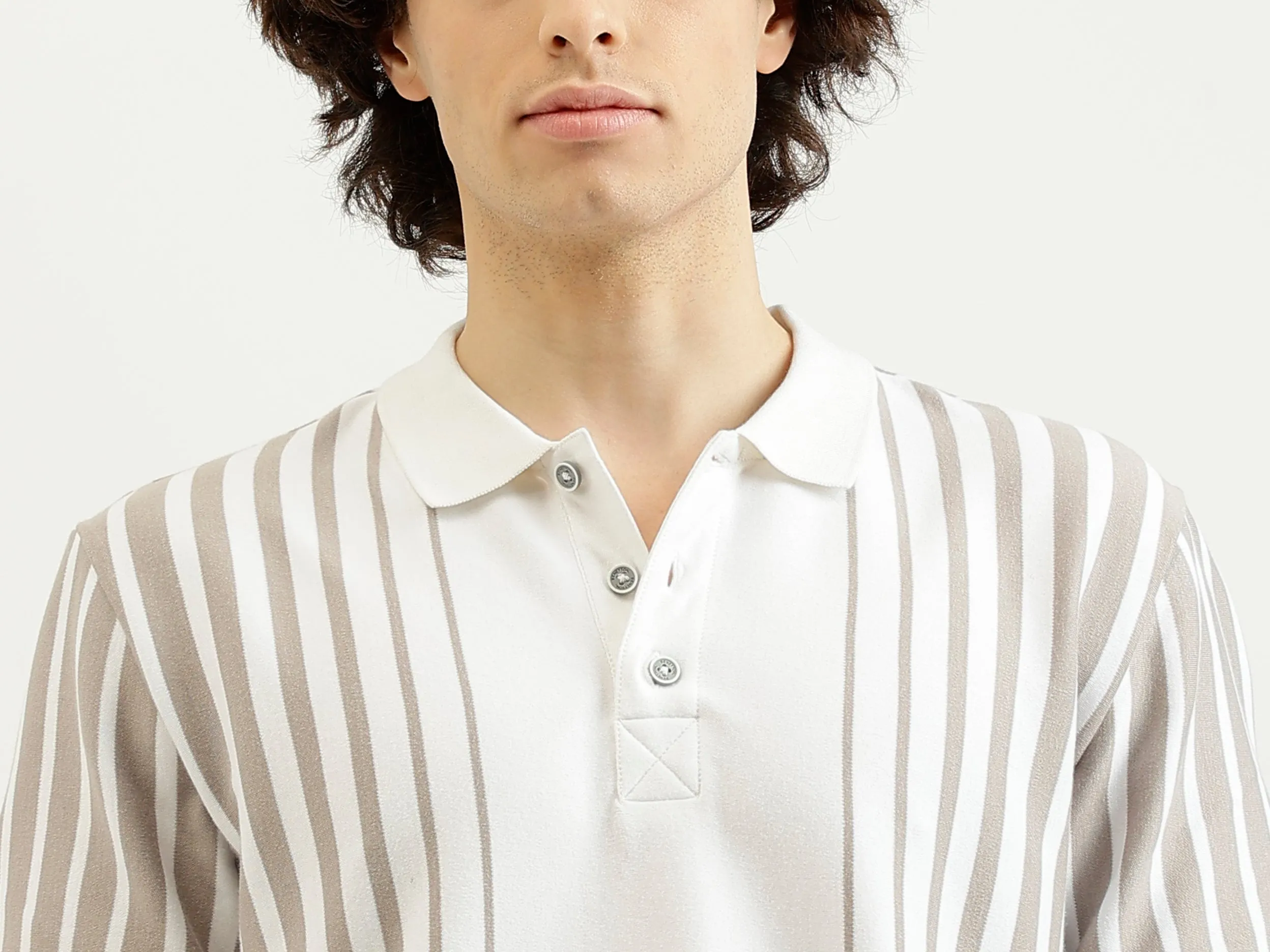 Regular Fit Polo Neck Striped T-Shirt