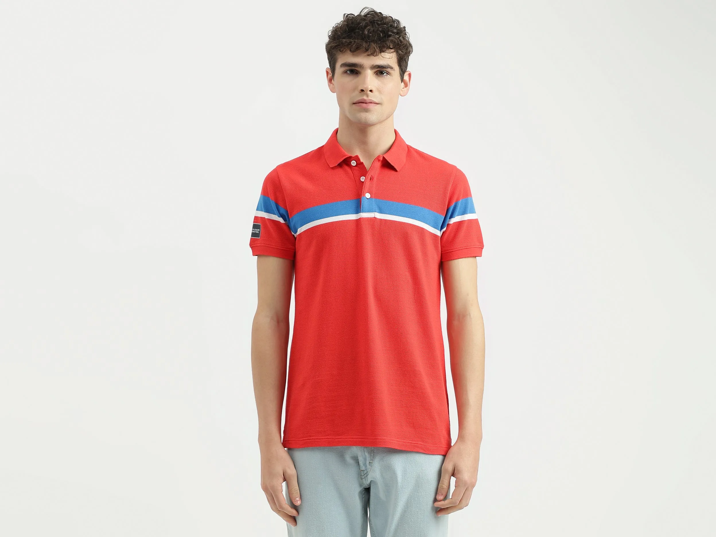 Regular Fit Polo Neck Striped T-Shirt