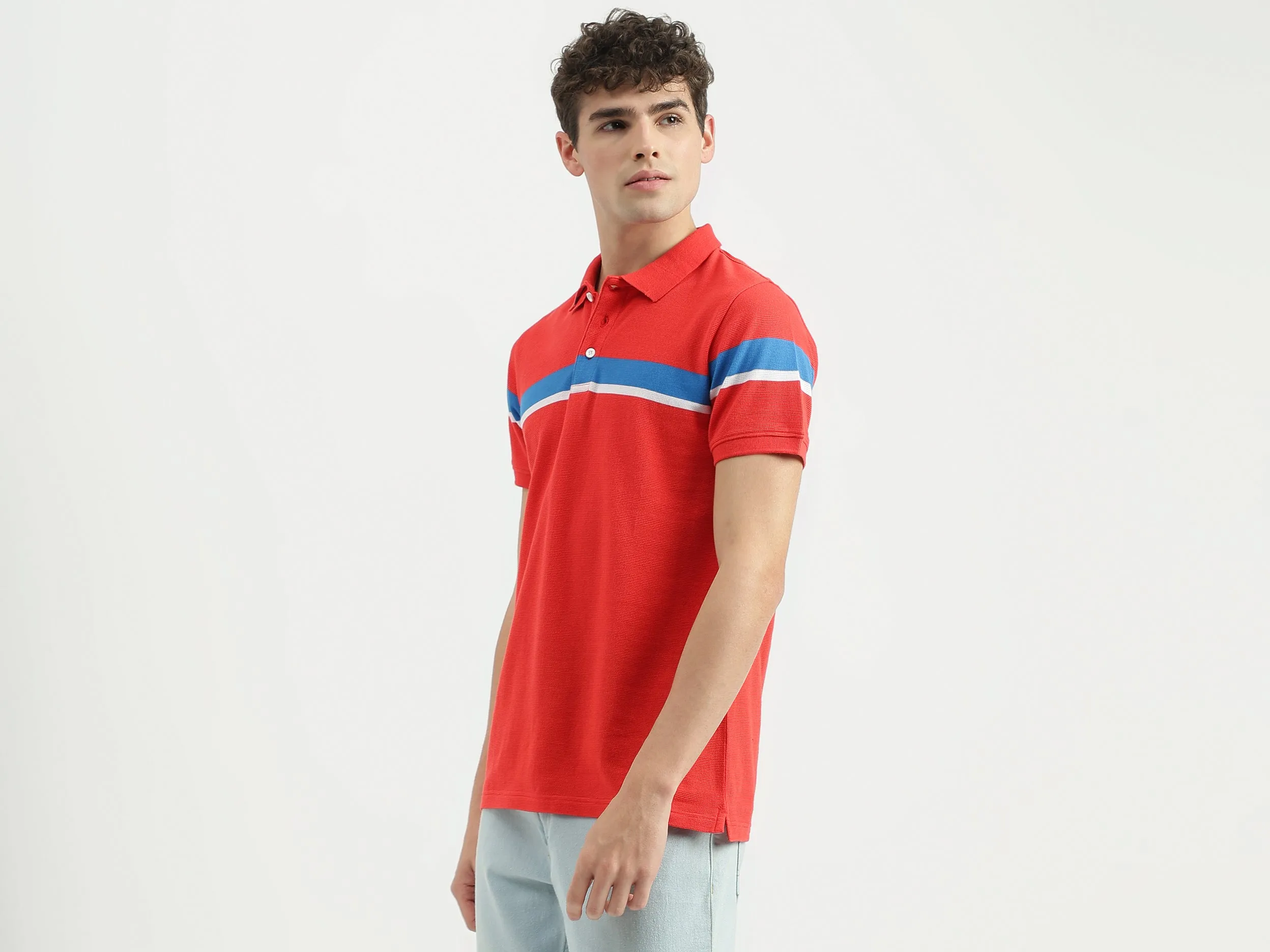 Regular Fit Polo Neck Striped T-Shirt