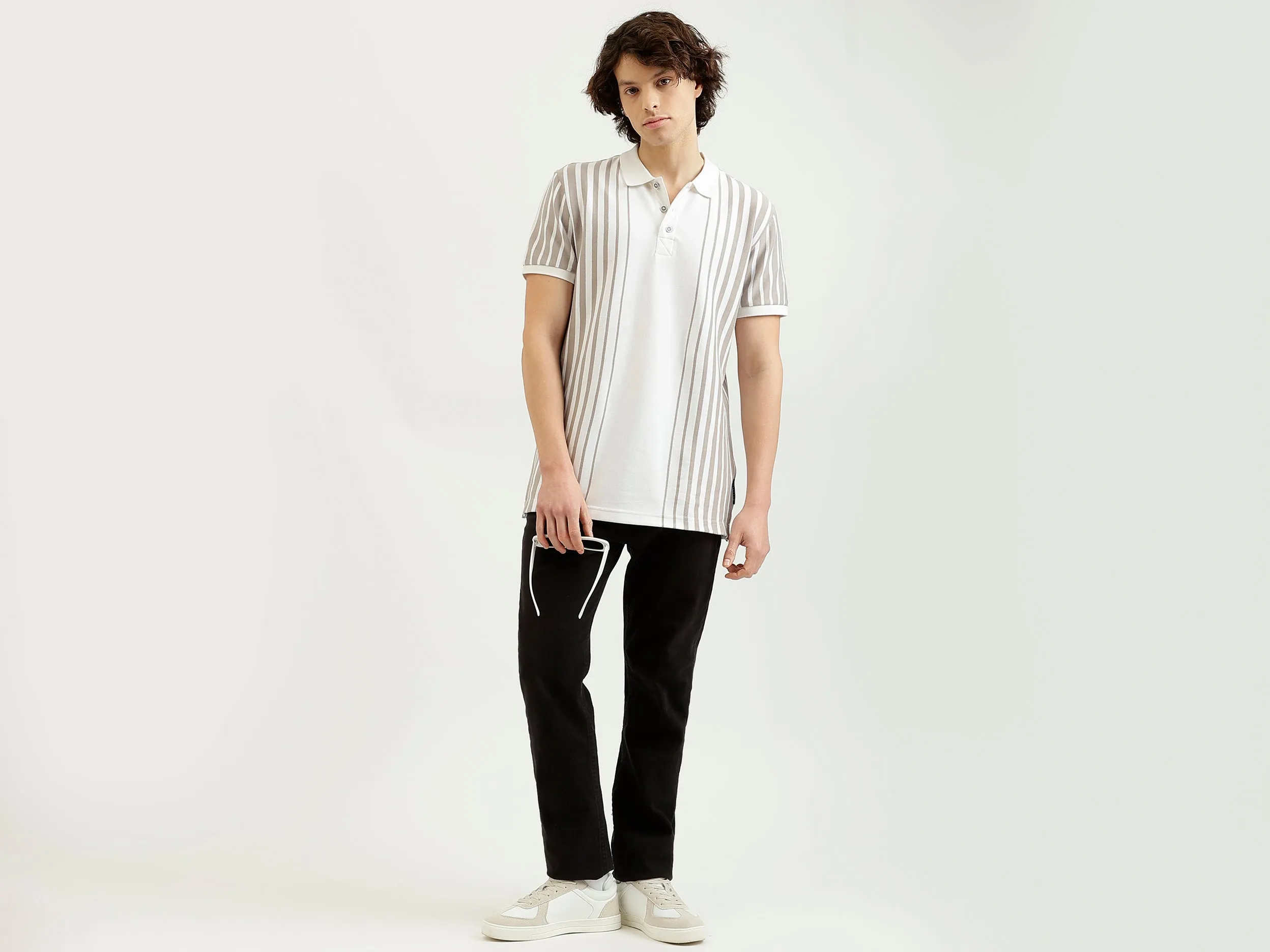 Regular Fit Polo Neck Striped T-Shirt