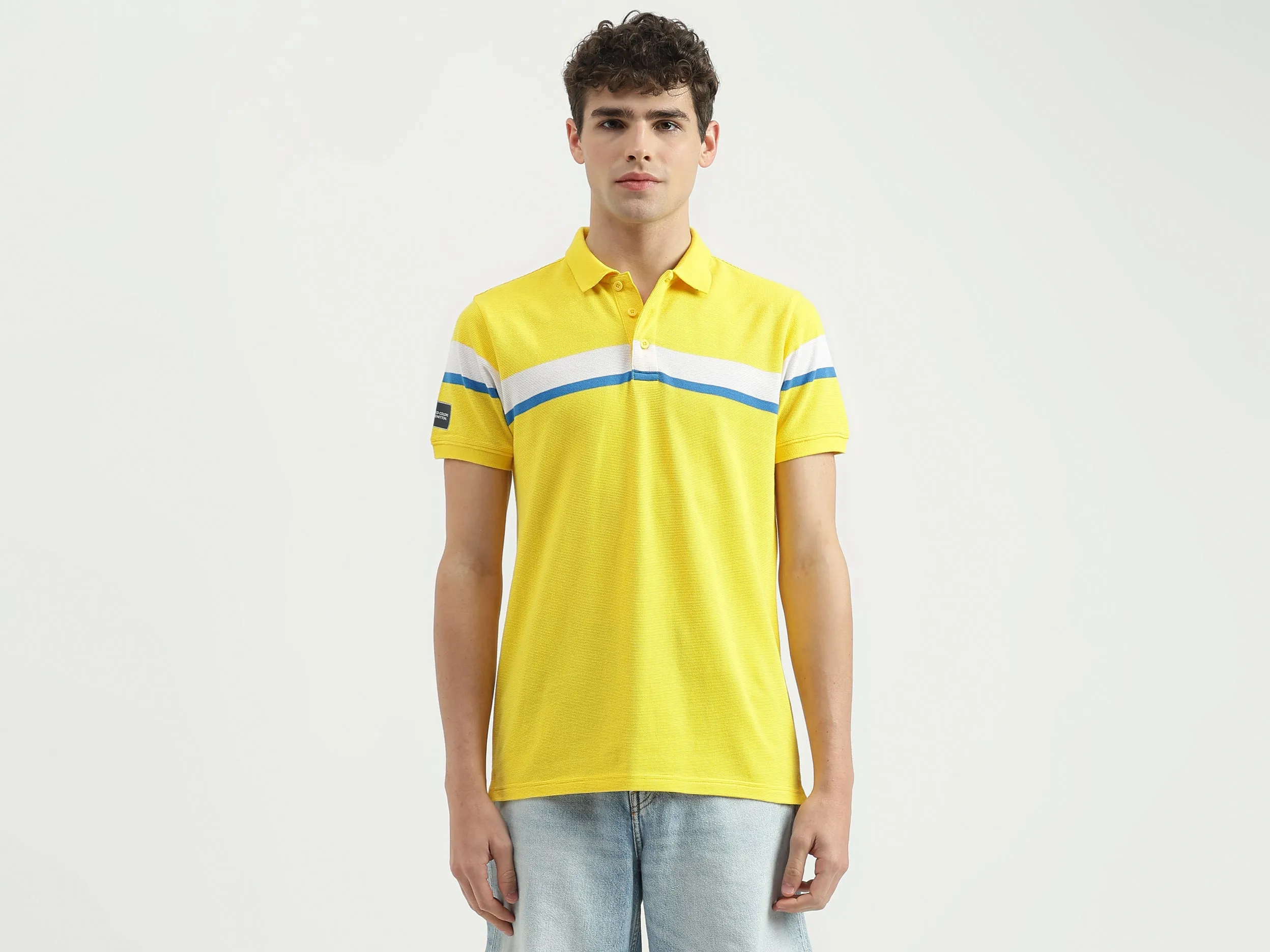Regular Fit Polo Neck Striped T-Shirt