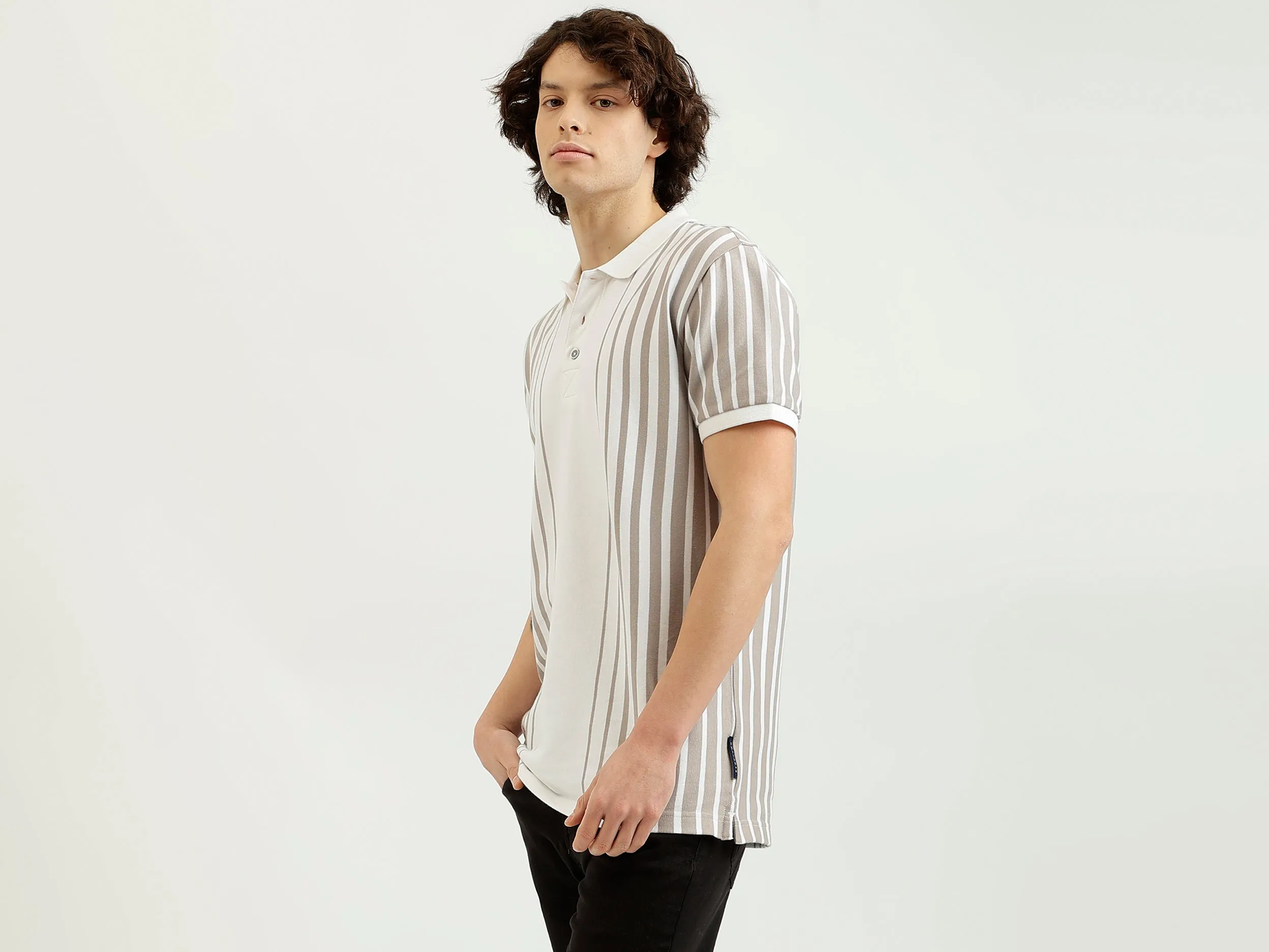 Regular Fit Polo Neck Striped T-Shirt