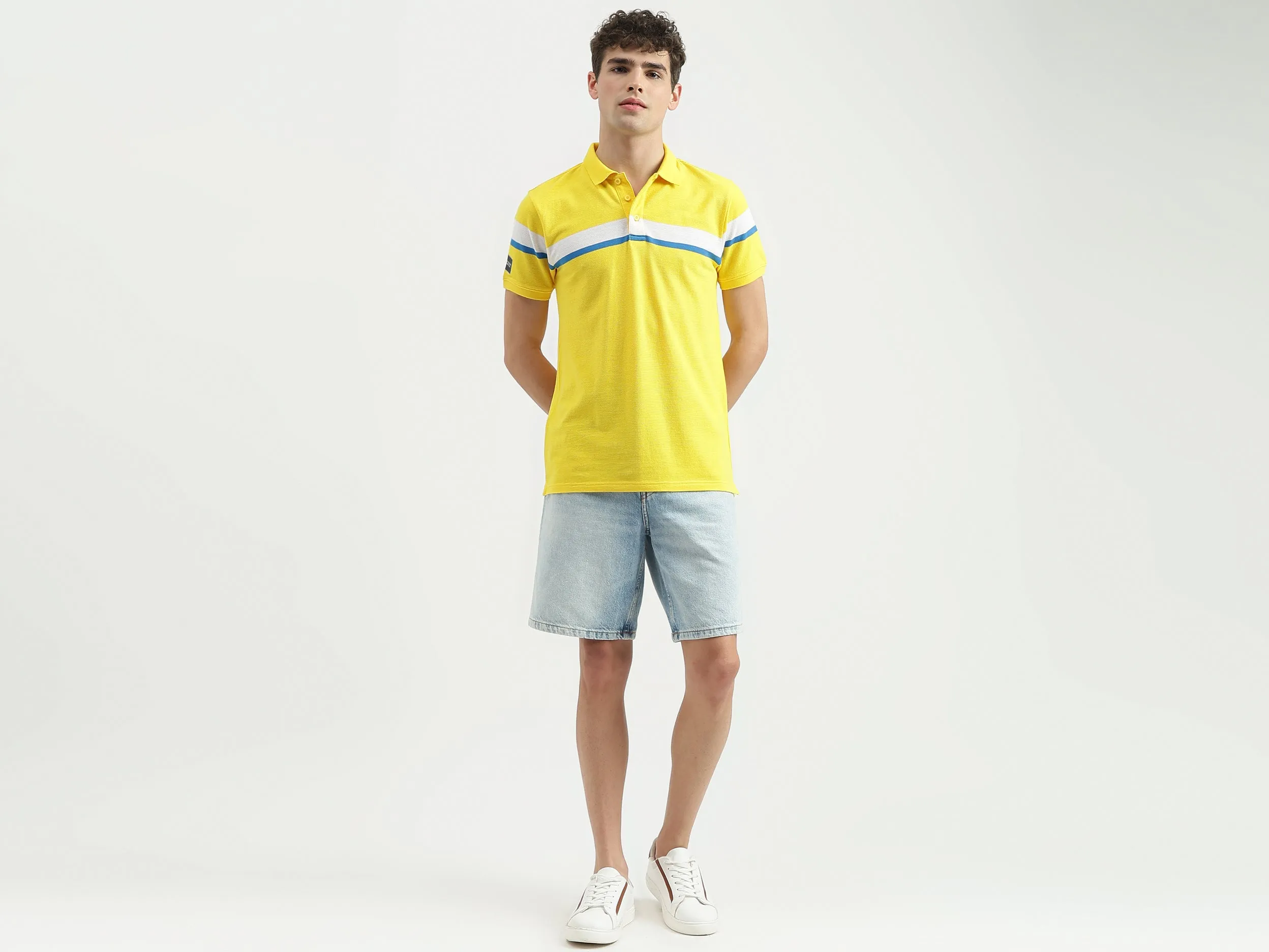 Regular Fit Polo Neck Striped T-Shirt