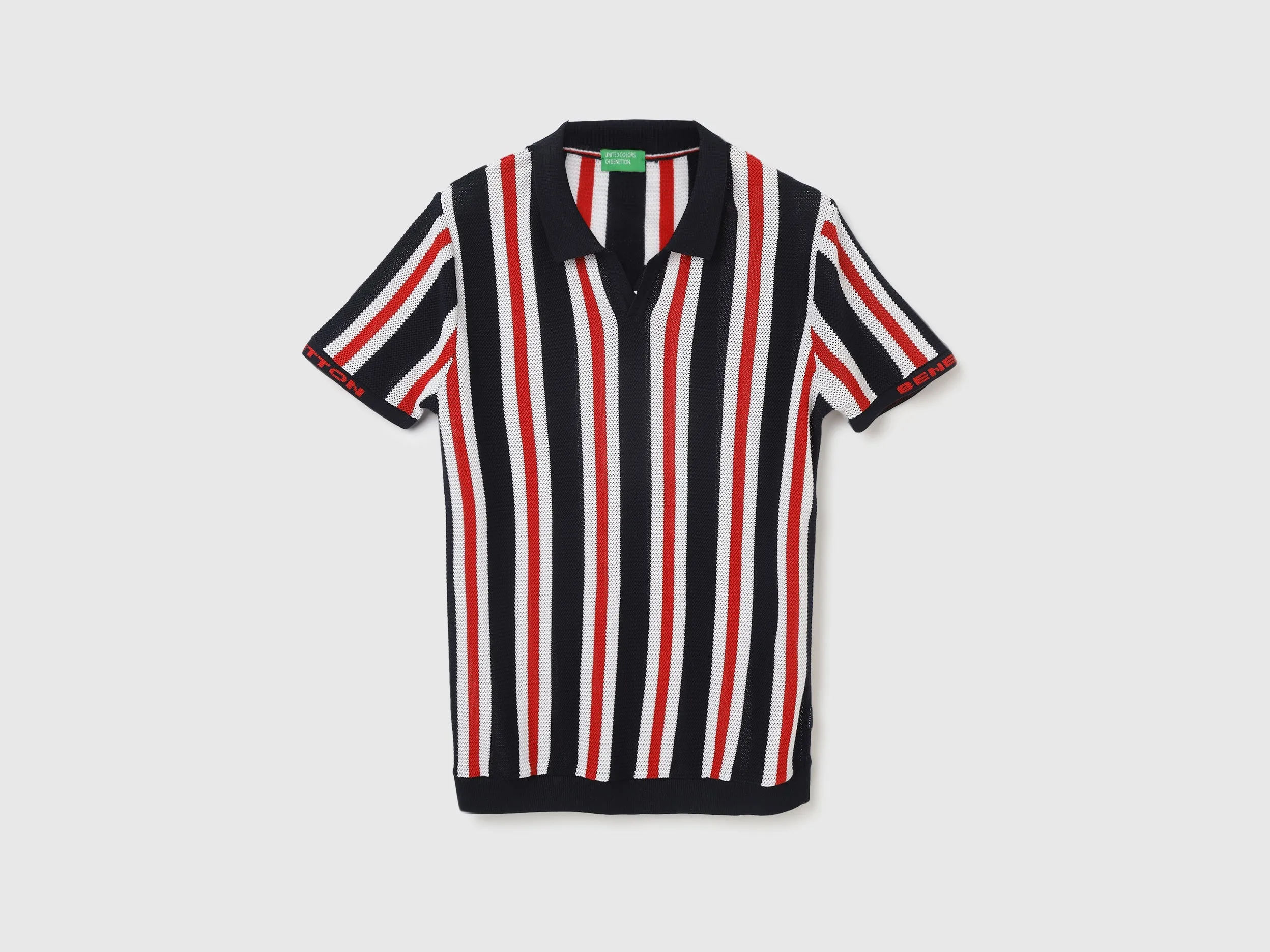 Regular Fit Polo Neck Striped Tshirt