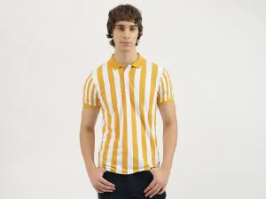 Regular Fit Polo Neck Striped Tshirt