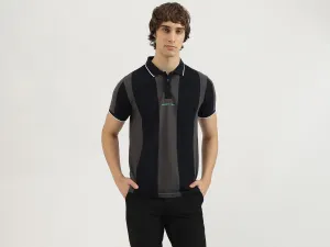 Regular Fit Polo Neck Striped Tshirt