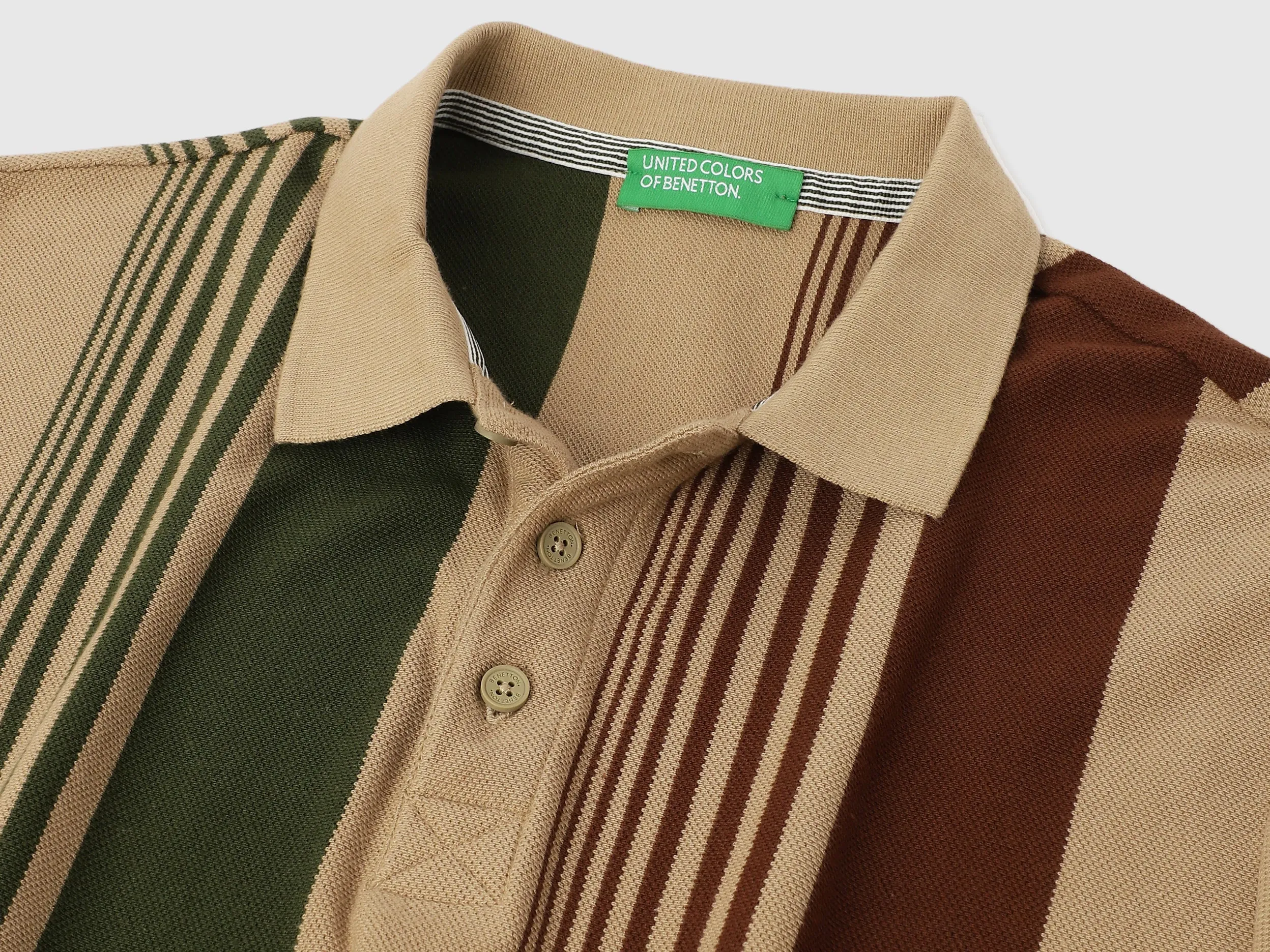 Regular Fit Polo Neck Striped Tshirt