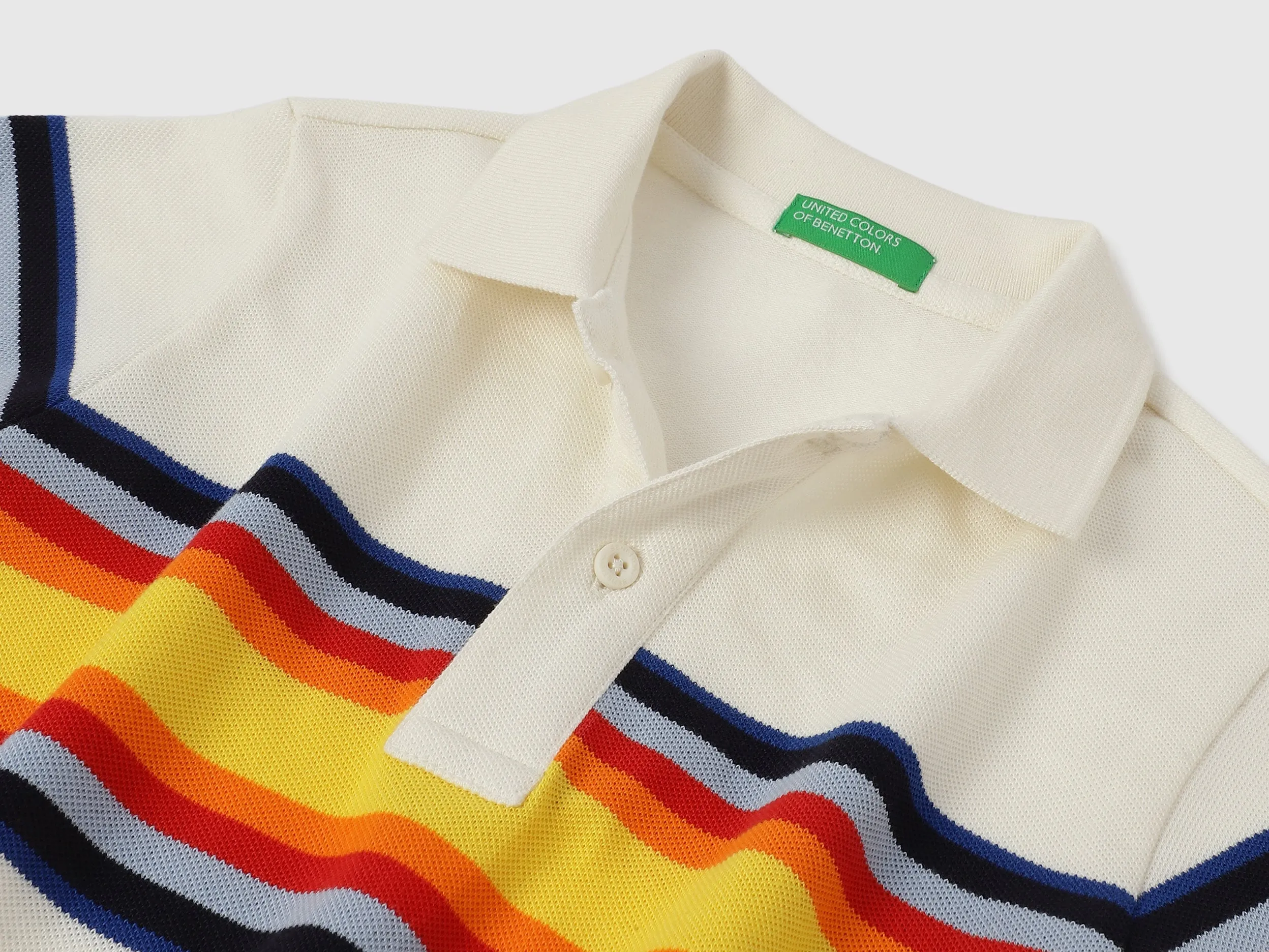Regular Fit Polo Neck Striped Tshirt