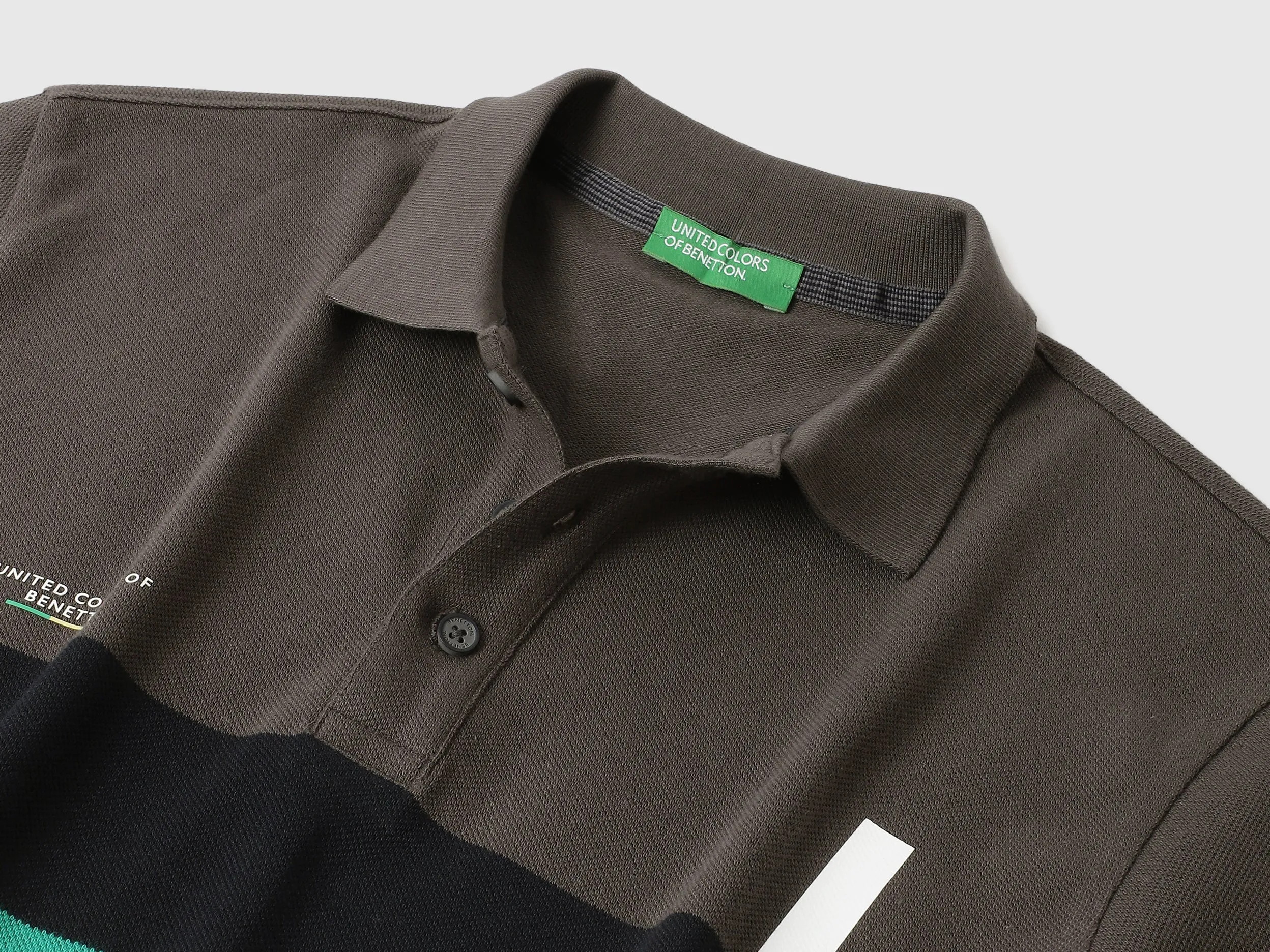 Regular Fit Polo Neck Striped Tshirt