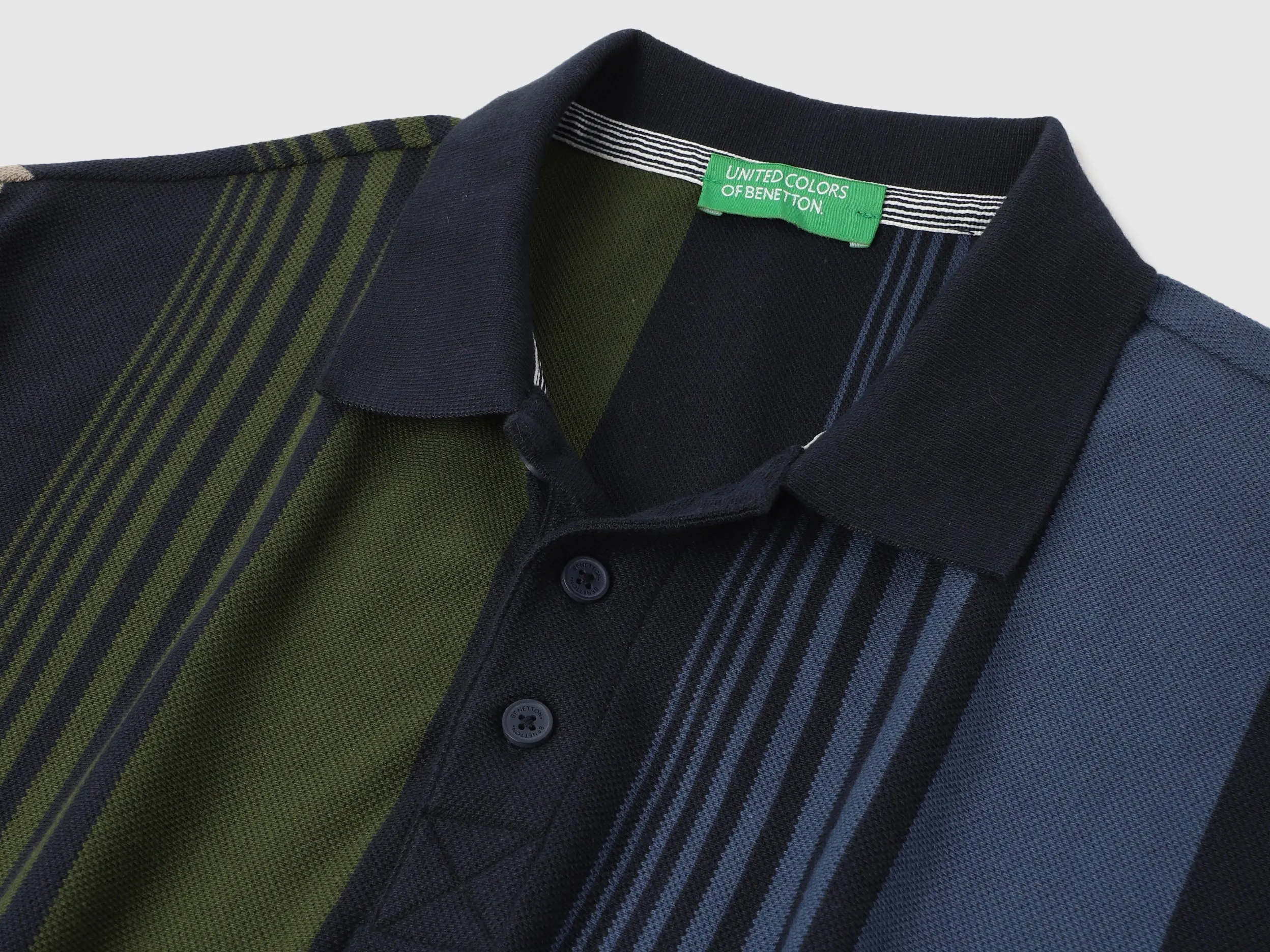 Regular Fit Polo Neck Striped Tshirt