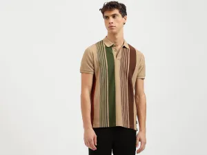 Regular Fit Polo Neck Striped Tshirt