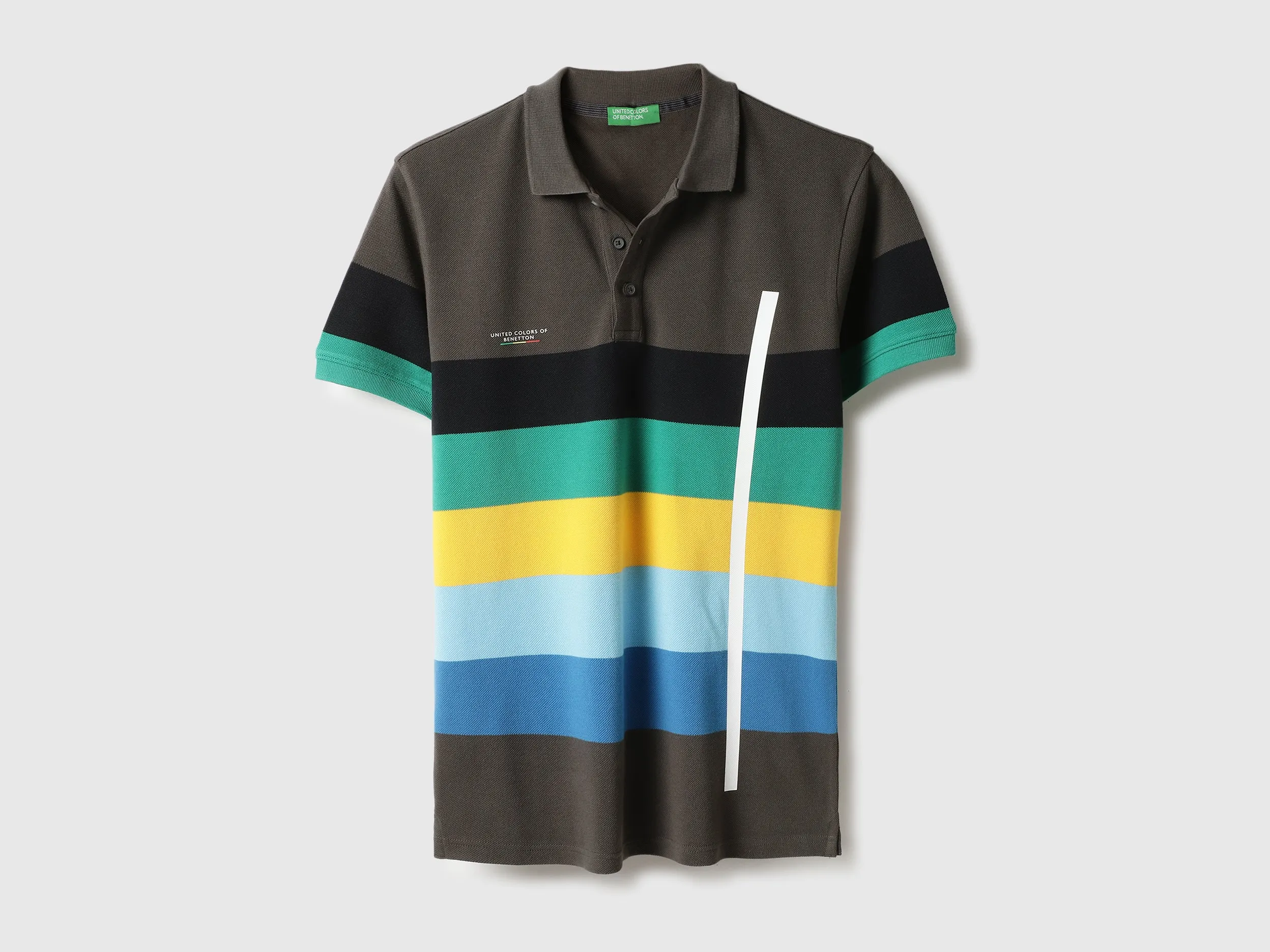 Regular Fit Polo Neck Striped Tshirt