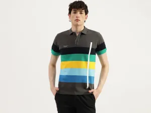 Regular Fit Polo Neck Striped Tshirt