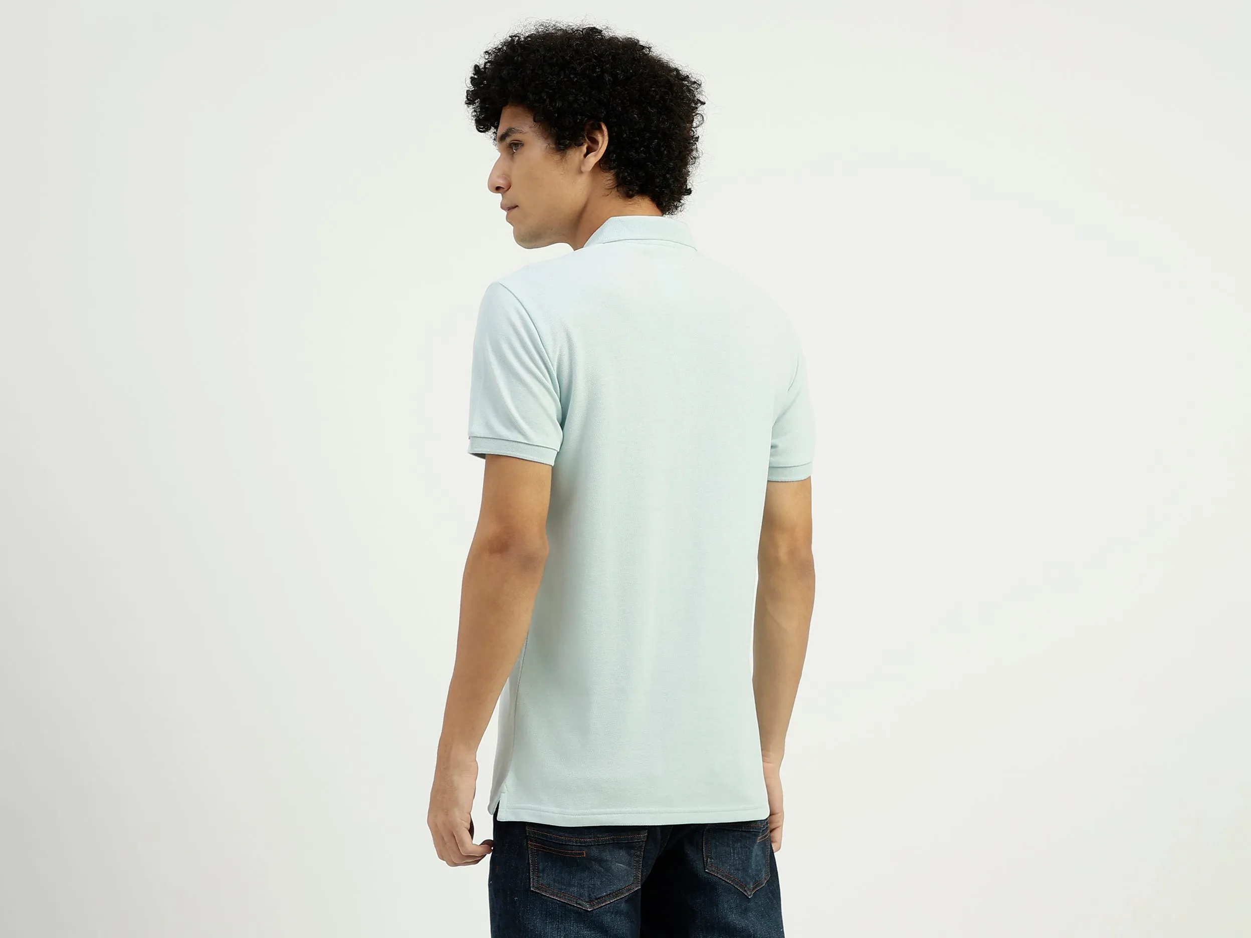 Regular Fit Ribbed Collar Solid T-Shirt