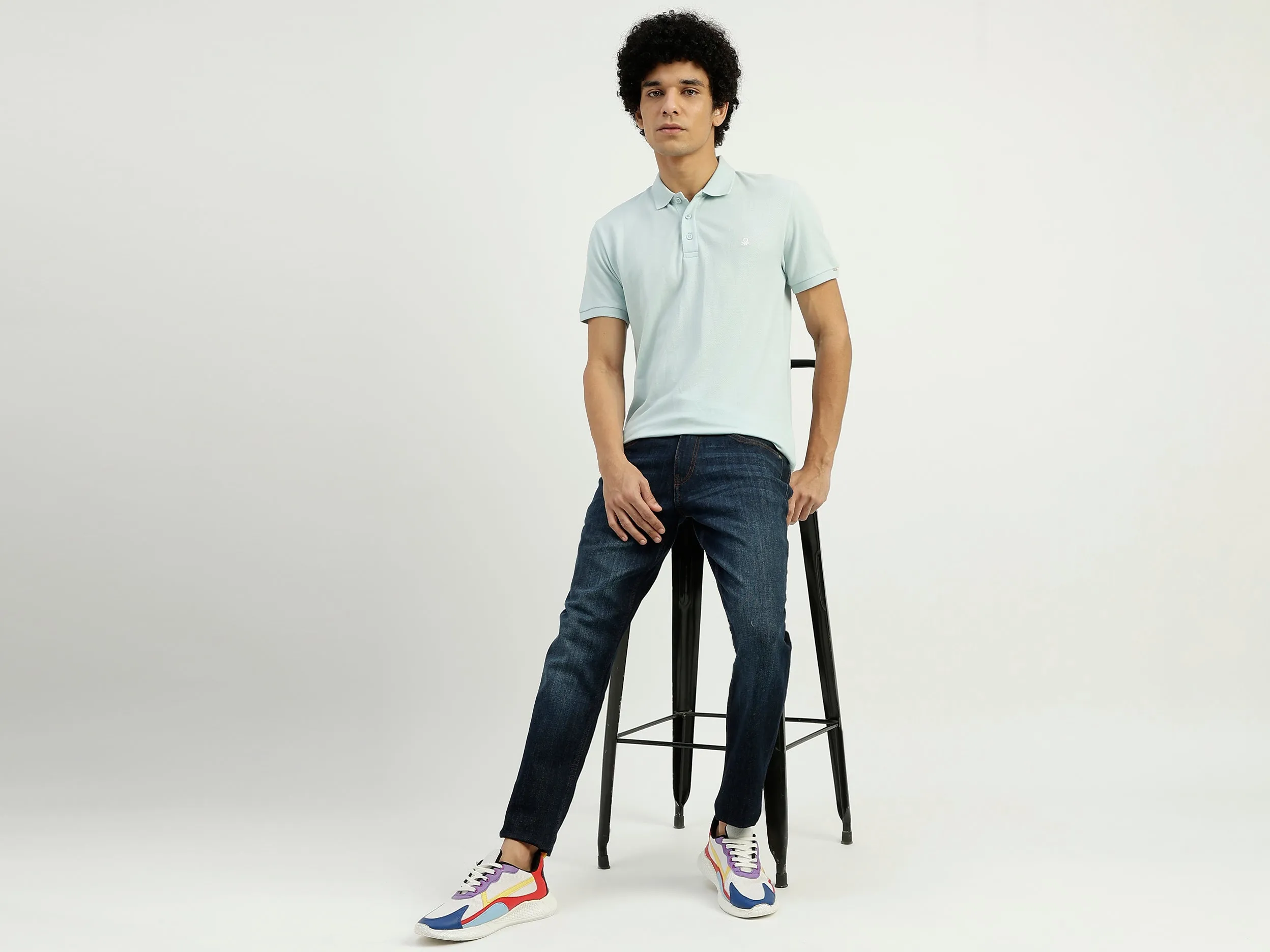 Regular Fit Ribbed Collar Solid T-Shirt