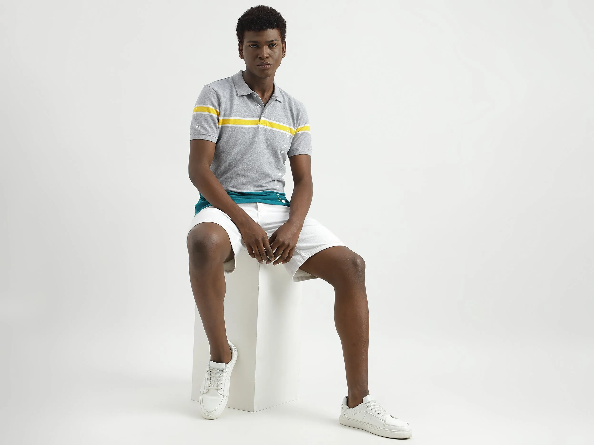 Regular-Fit Striped Colourblocked Polo T-Shirt