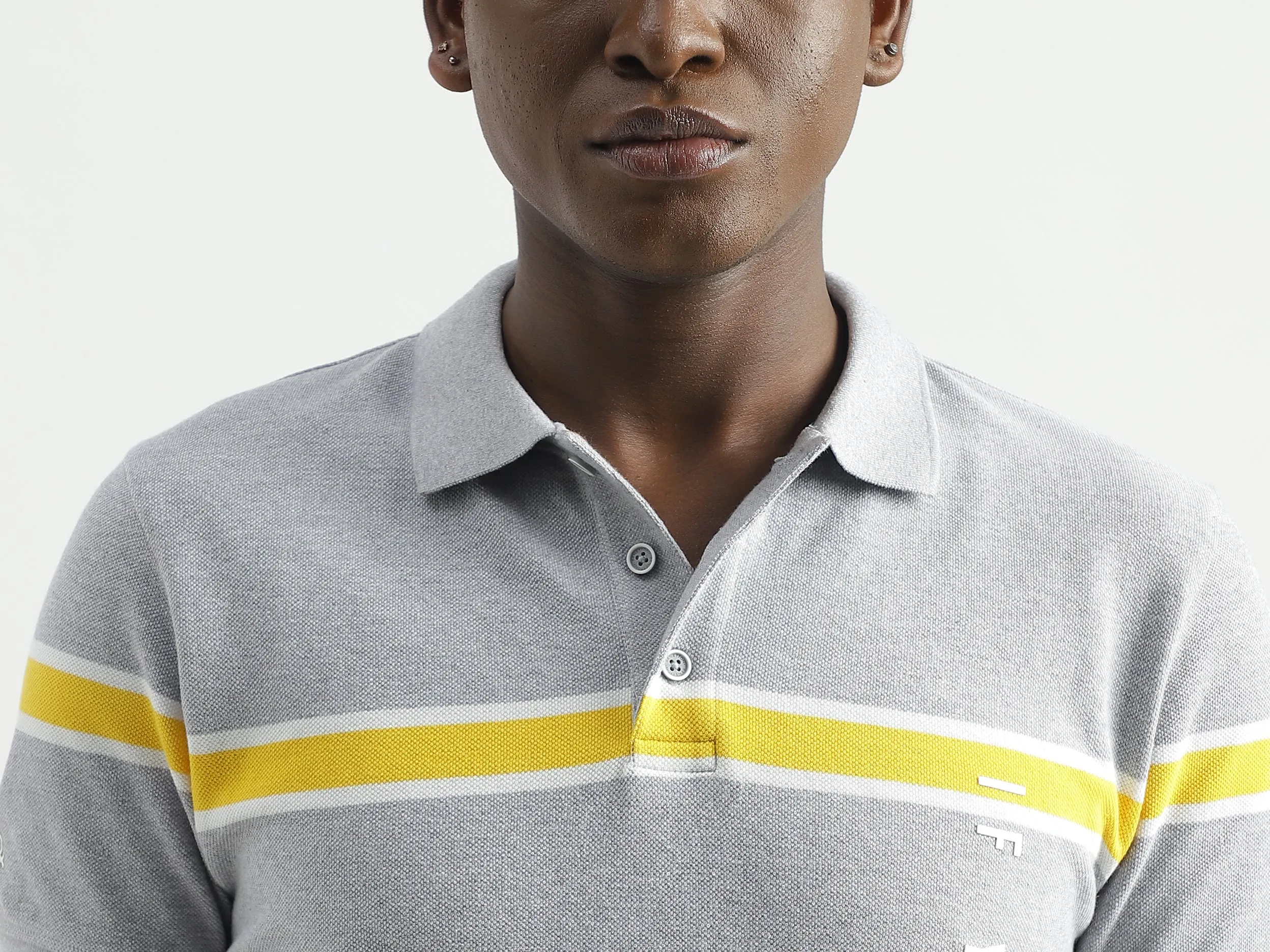 Regular-Fit Striped Colourblocked Polo T-Shirt