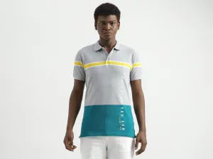 Regular-Fit Striped Colourblocked Polo T-Shirt