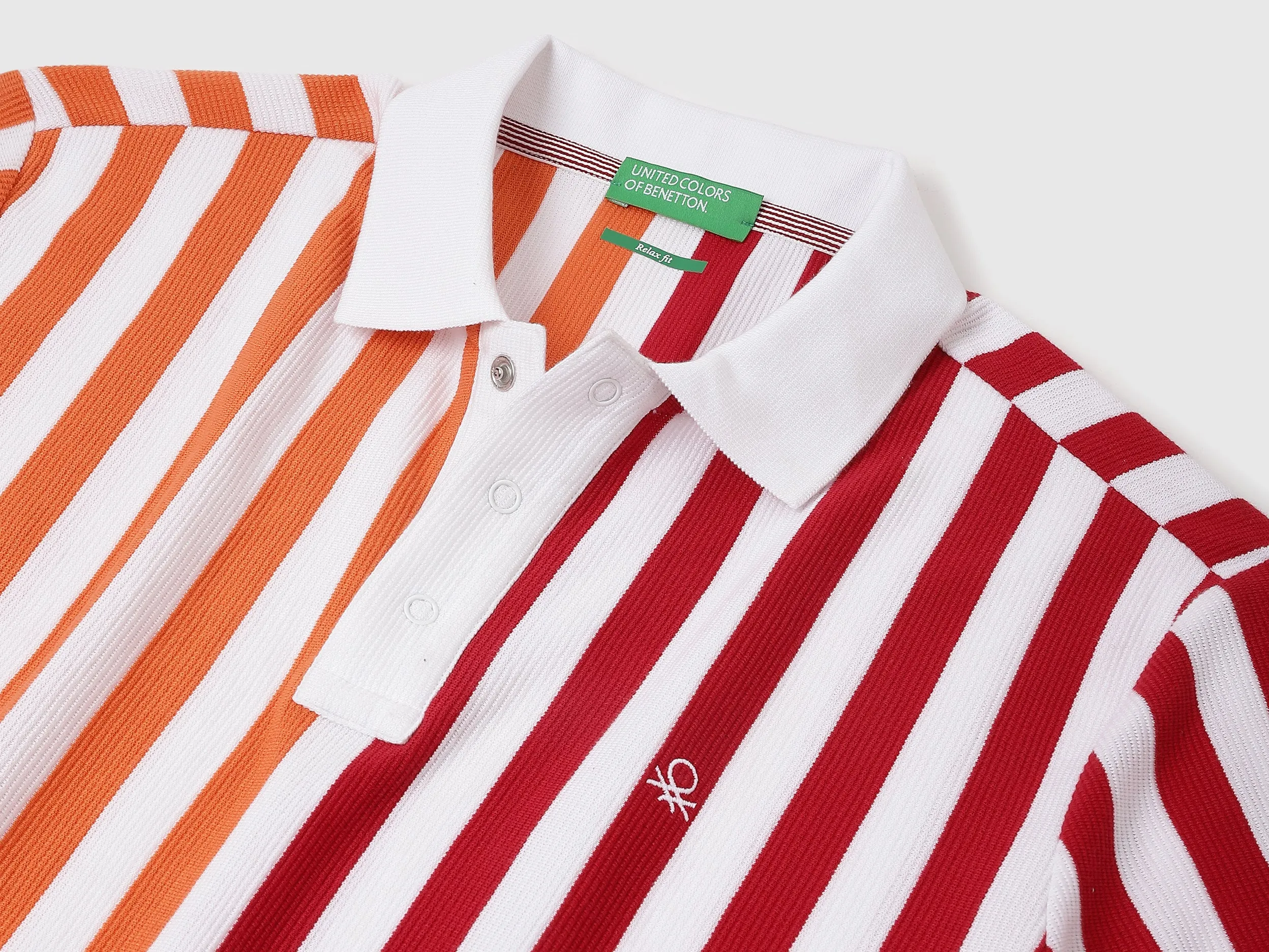 Relaxed Fit Polo Neck Striped Tshirt