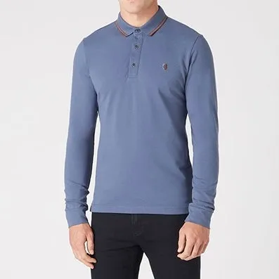 Remus Slim Fit Cotton-Stretch Pique Polo Shirt Blue