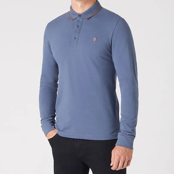 Remus Slim Fit Cotton-Stretch Pique Polo Shirt Blue
