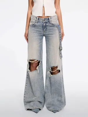 Ripped Straight-Leg Jeans