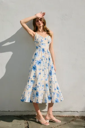 Rosalyn Lace Trim Tiered Maxi Dress
