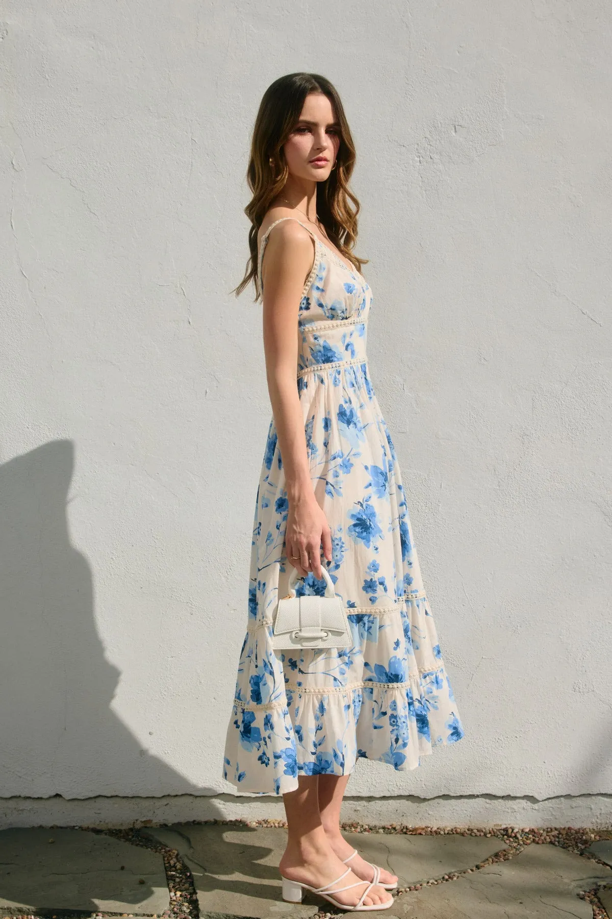 Rosalyn Lace Trim Tiered Maxi Dress